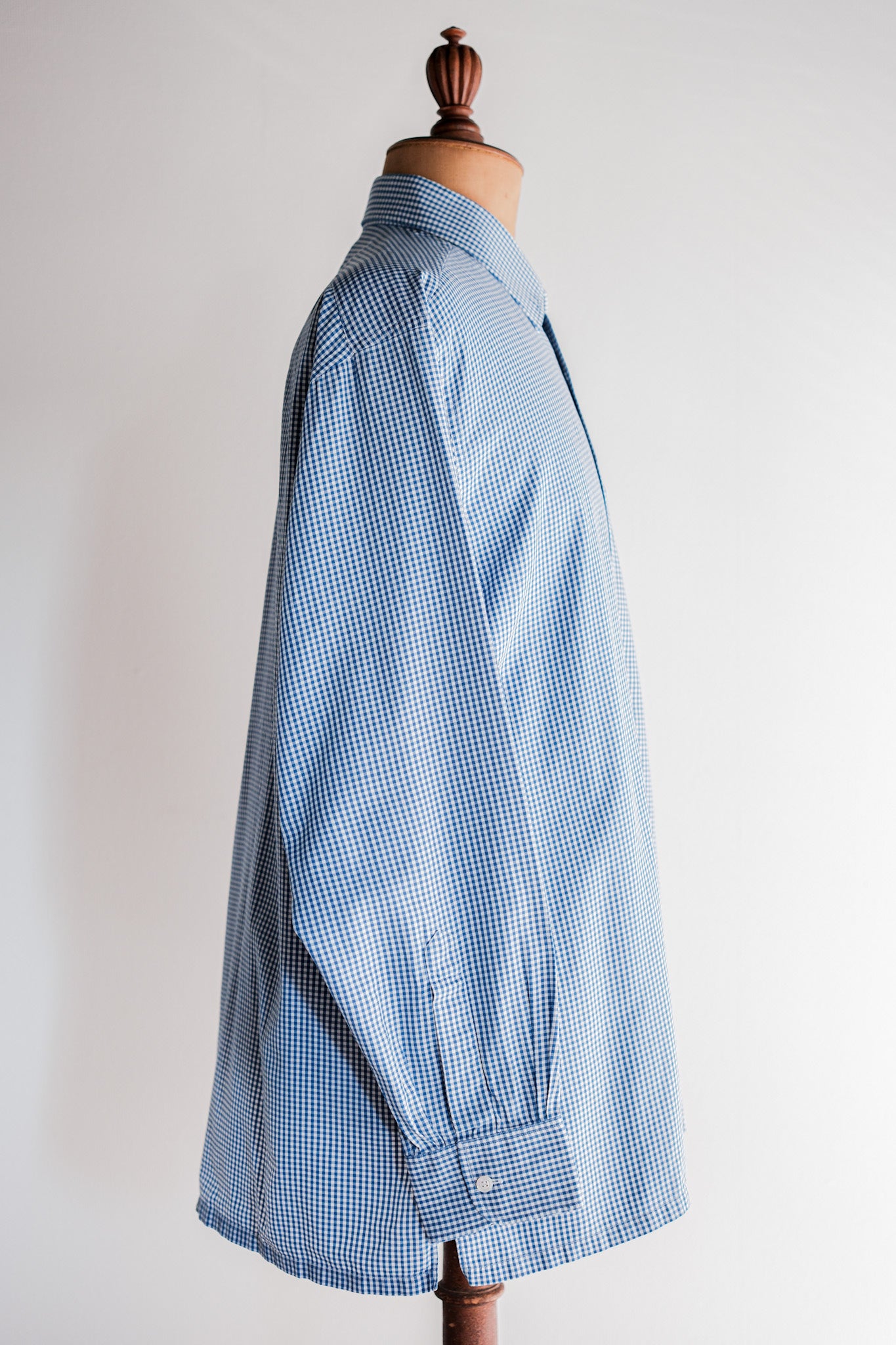 【~00's】Old Charvet Cotton Checked Dress Shirt "Bespoke"