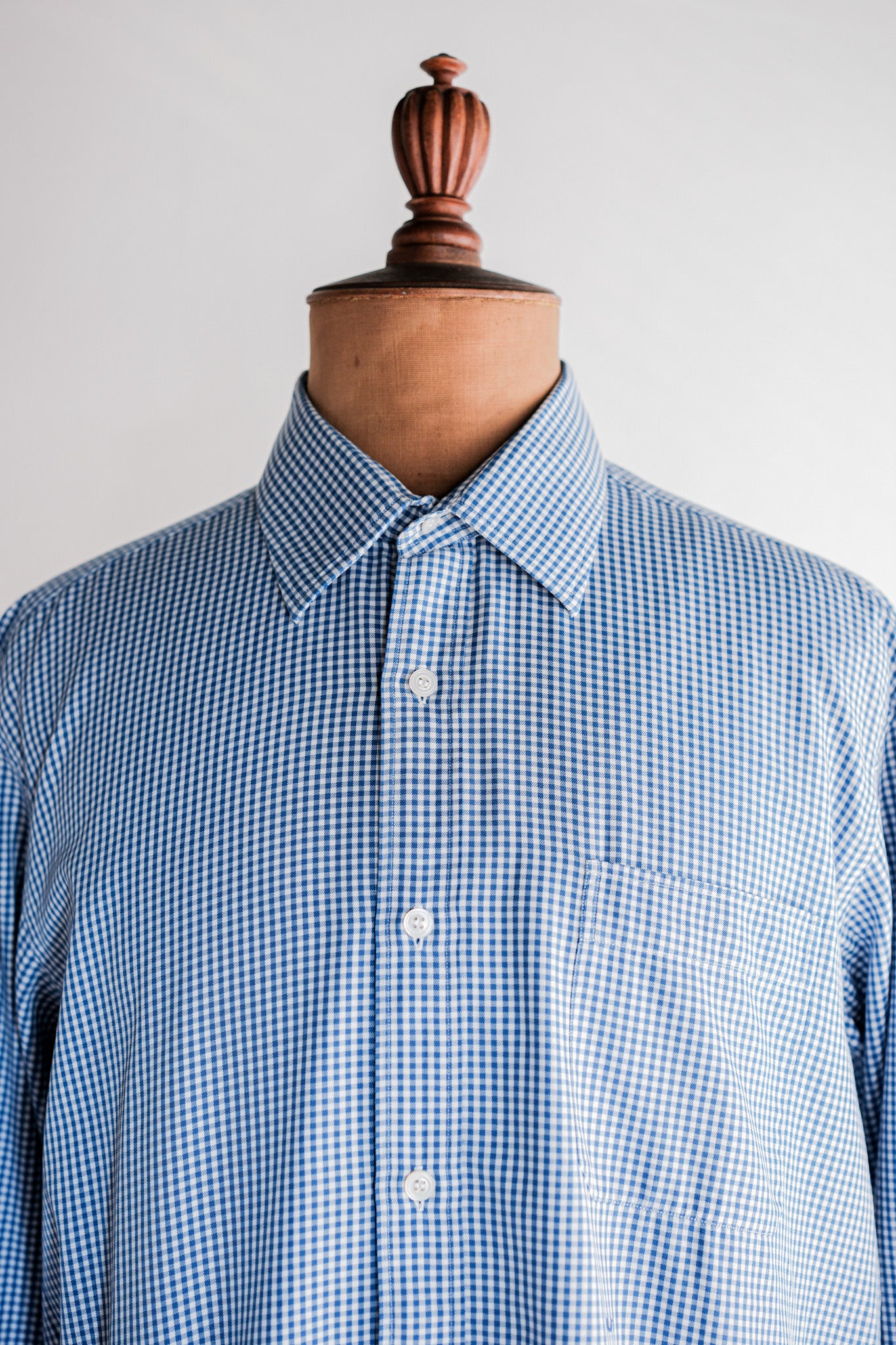 【~00's】Old Charvet Cotton Checked Dress Shirt "Bespoke"