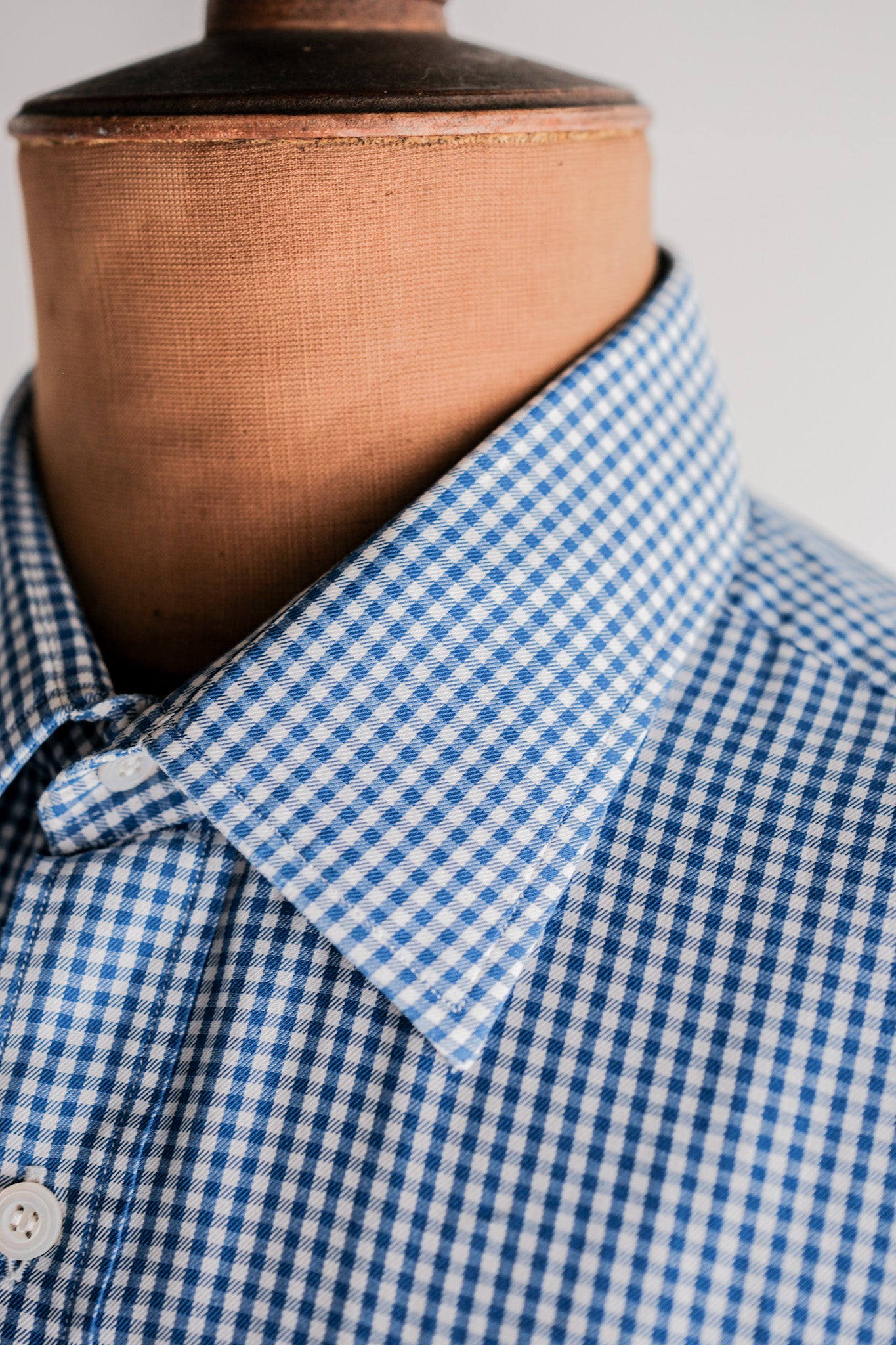 【~00's】Old Charvet Cotton Checked Dress Shirt "Bespoke"