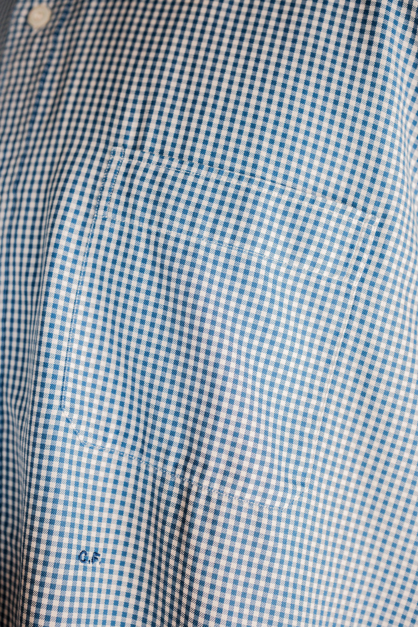 【~00's】Old Charvet Cotton Checked Dress Shirt "Bespoke"