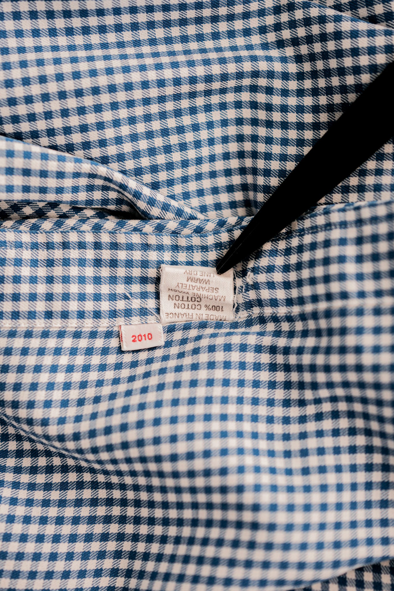 【~00's】Old Charvet Cotton Checked Dress Shirt "Bespoke"