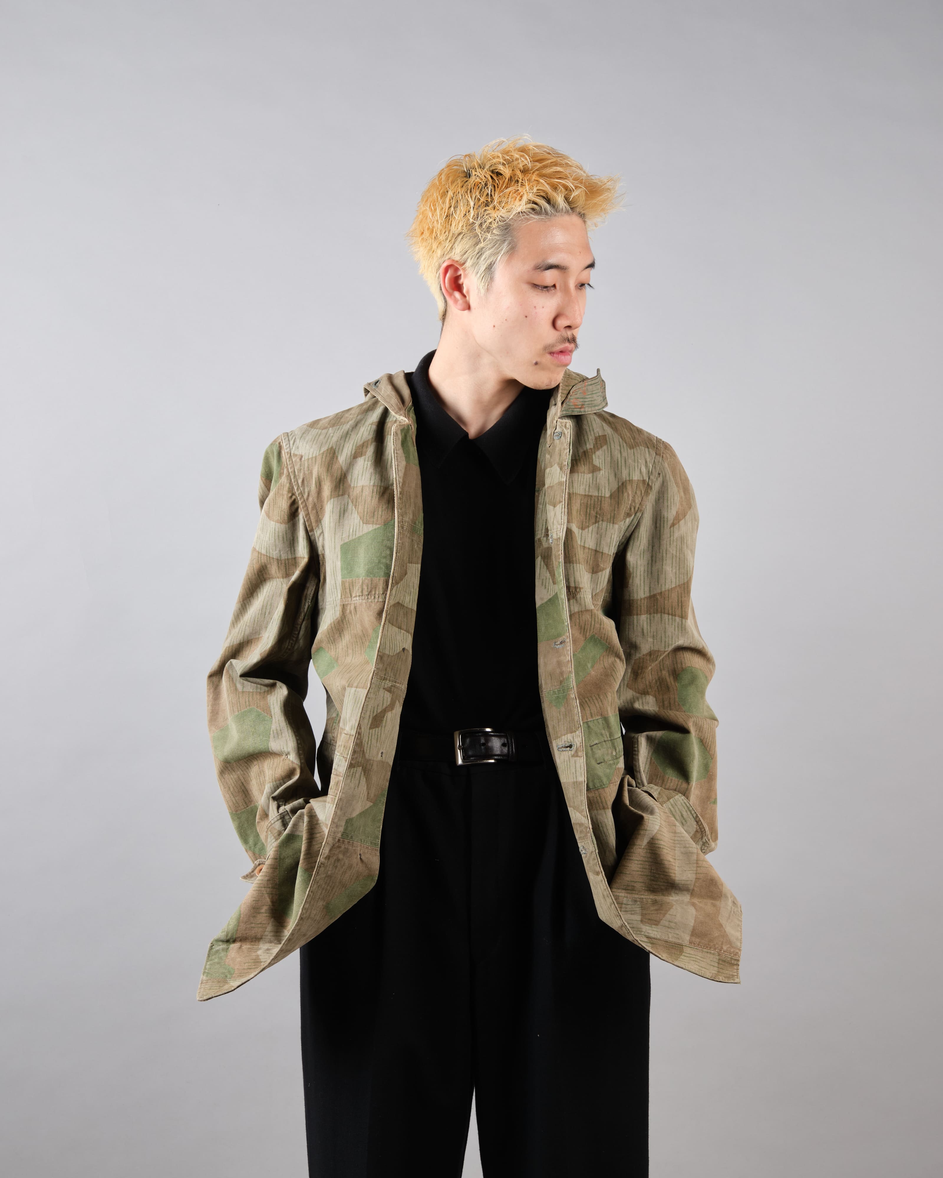【~40's】WWII German Army Splinter Camouflage Hooded Jacket "Localmade" "Wehrmacht"