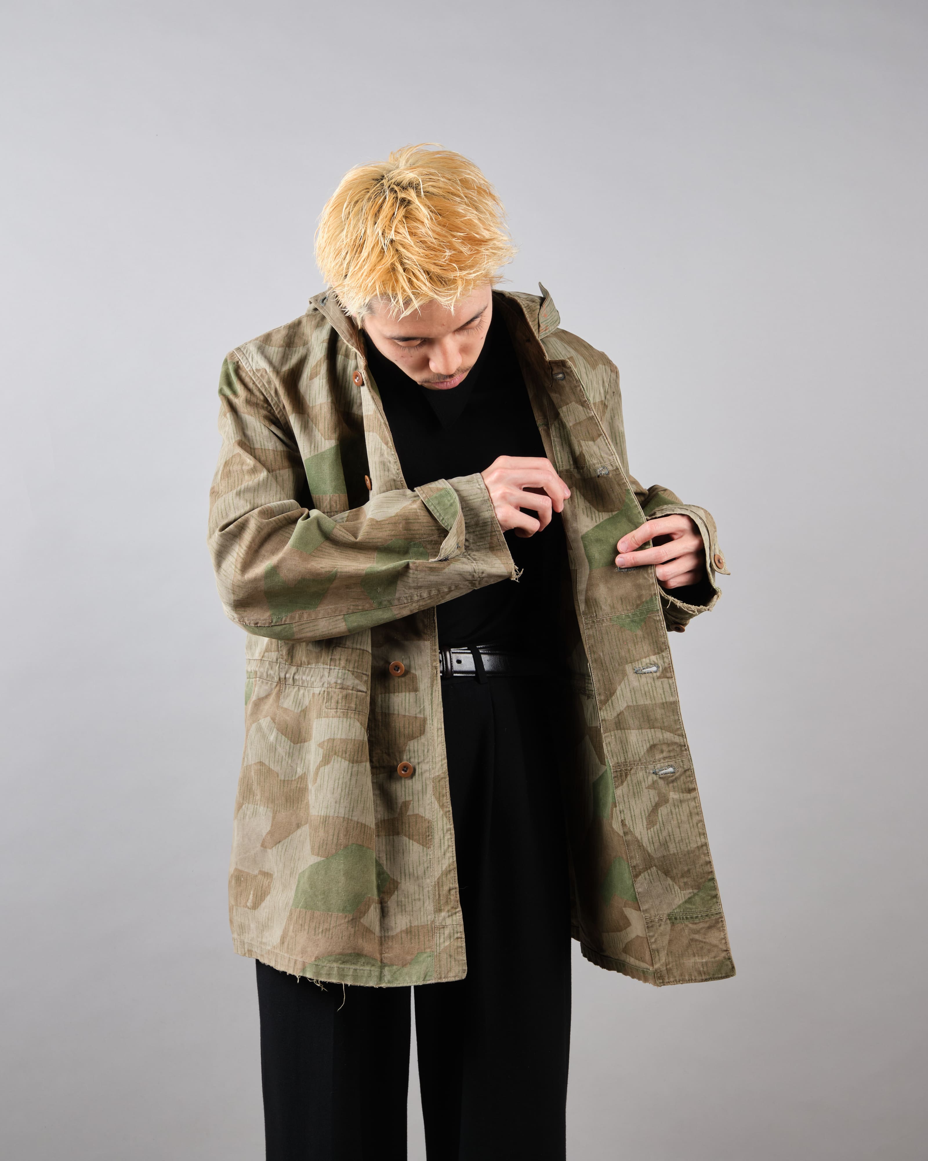【~40's】WWII German Army Splinter Camouflage Hooded Jacket "Localmade" "Wehrmacht"