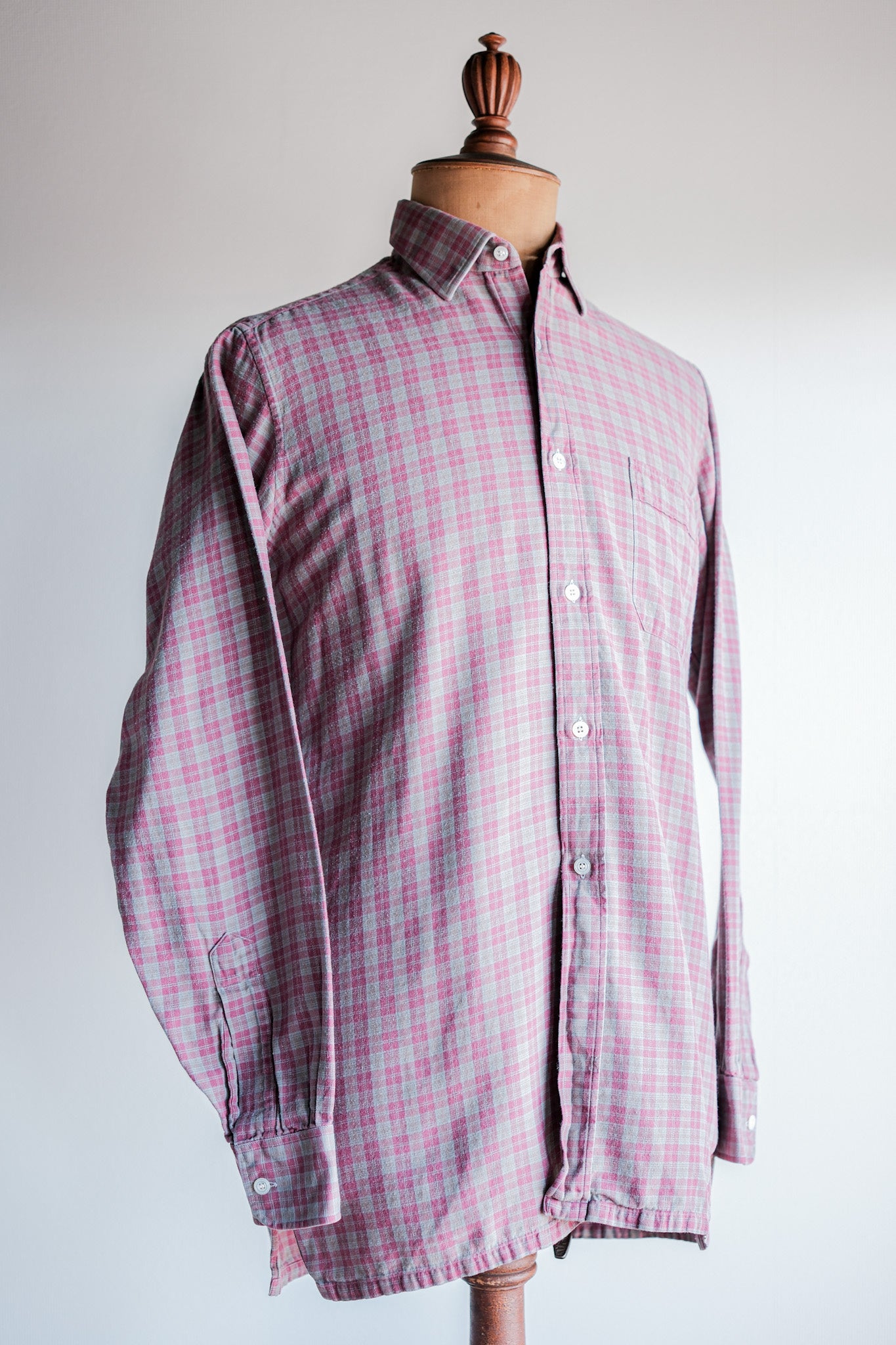 【~00's】Old Charvet Cotton Checked Shirt Size.38