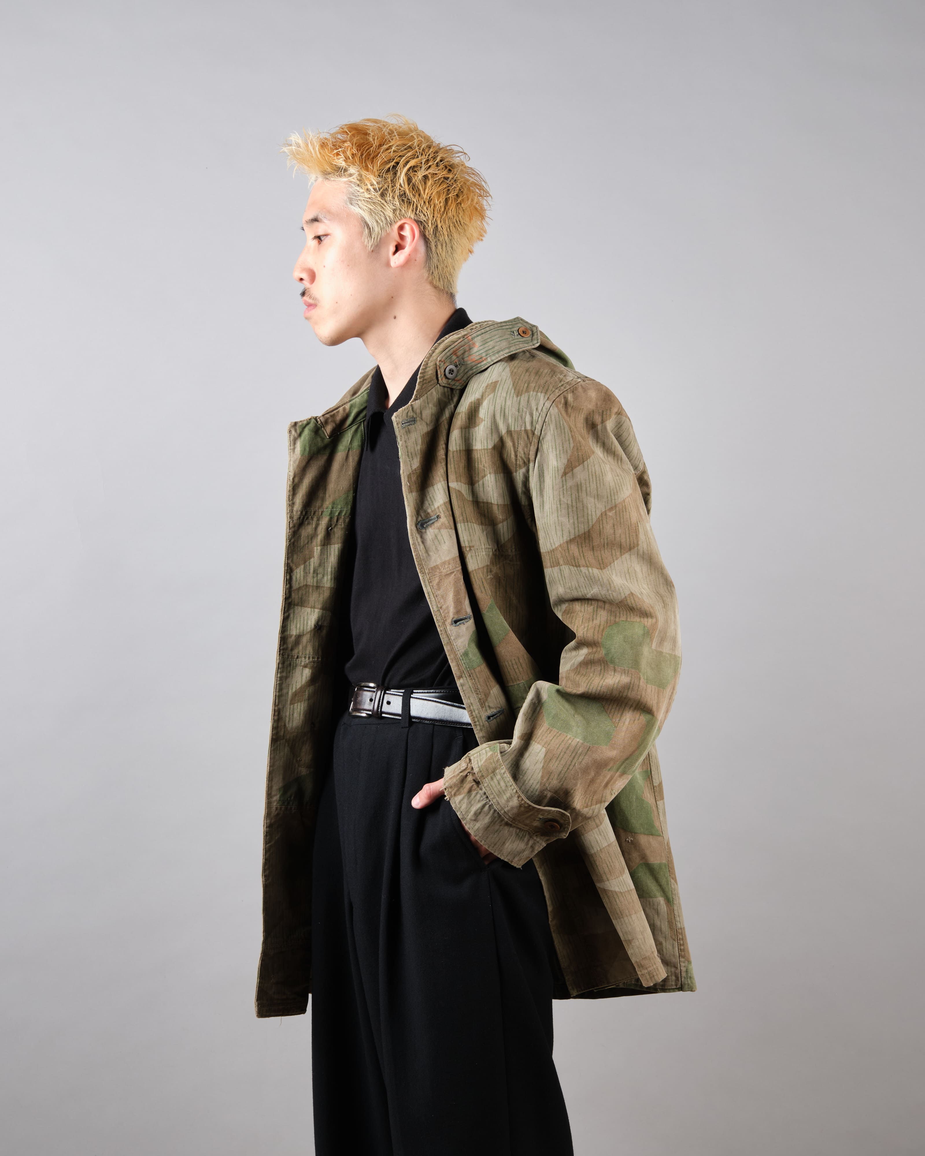 【~40's】WWII German Army Splinter Camouflage Hooded Jacket "Localmade" "Wehrmacht"