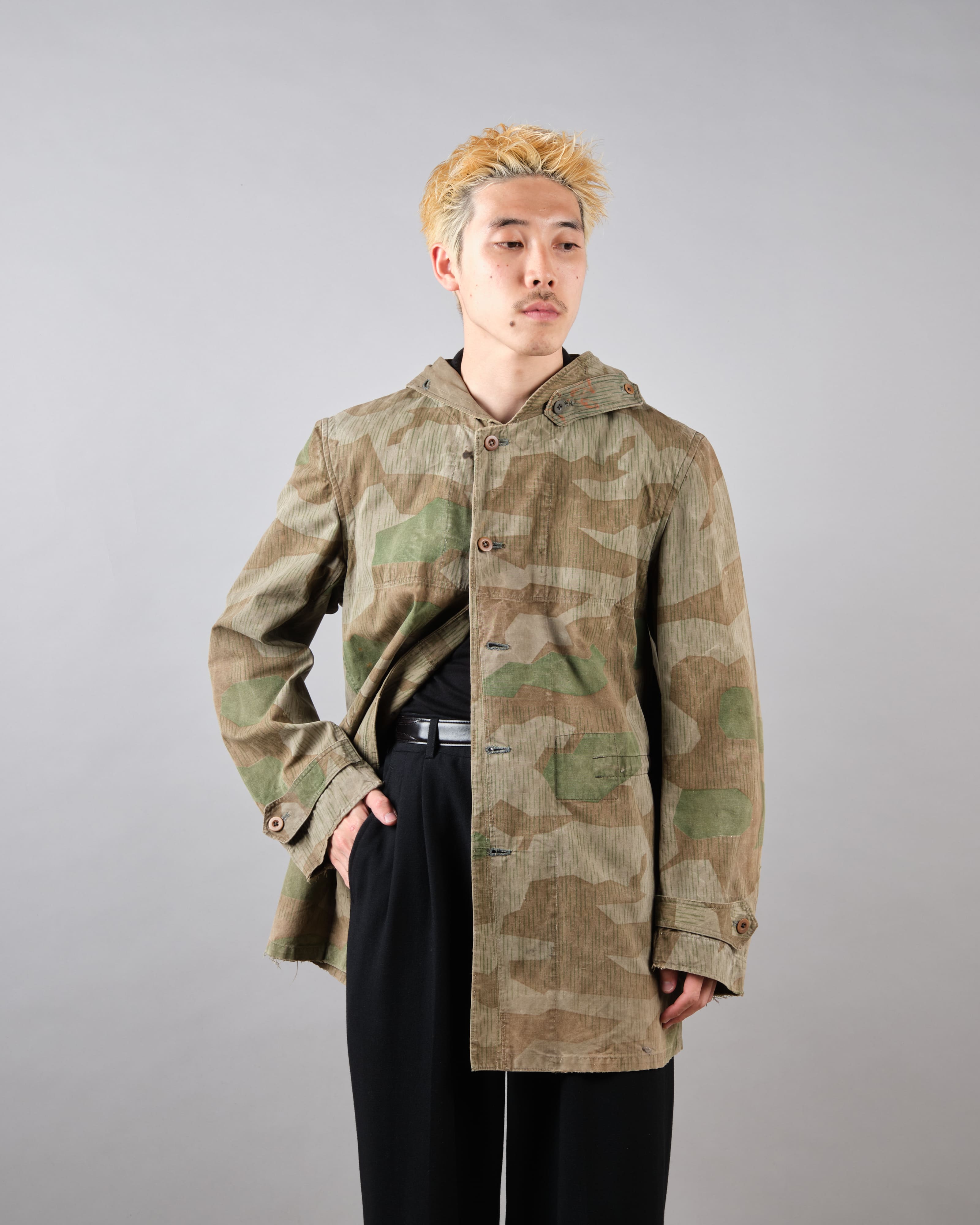 【~40's】WWII German Army Splinter Camouflage Hooded Jacket "Localmade" "Wehrmacht"
