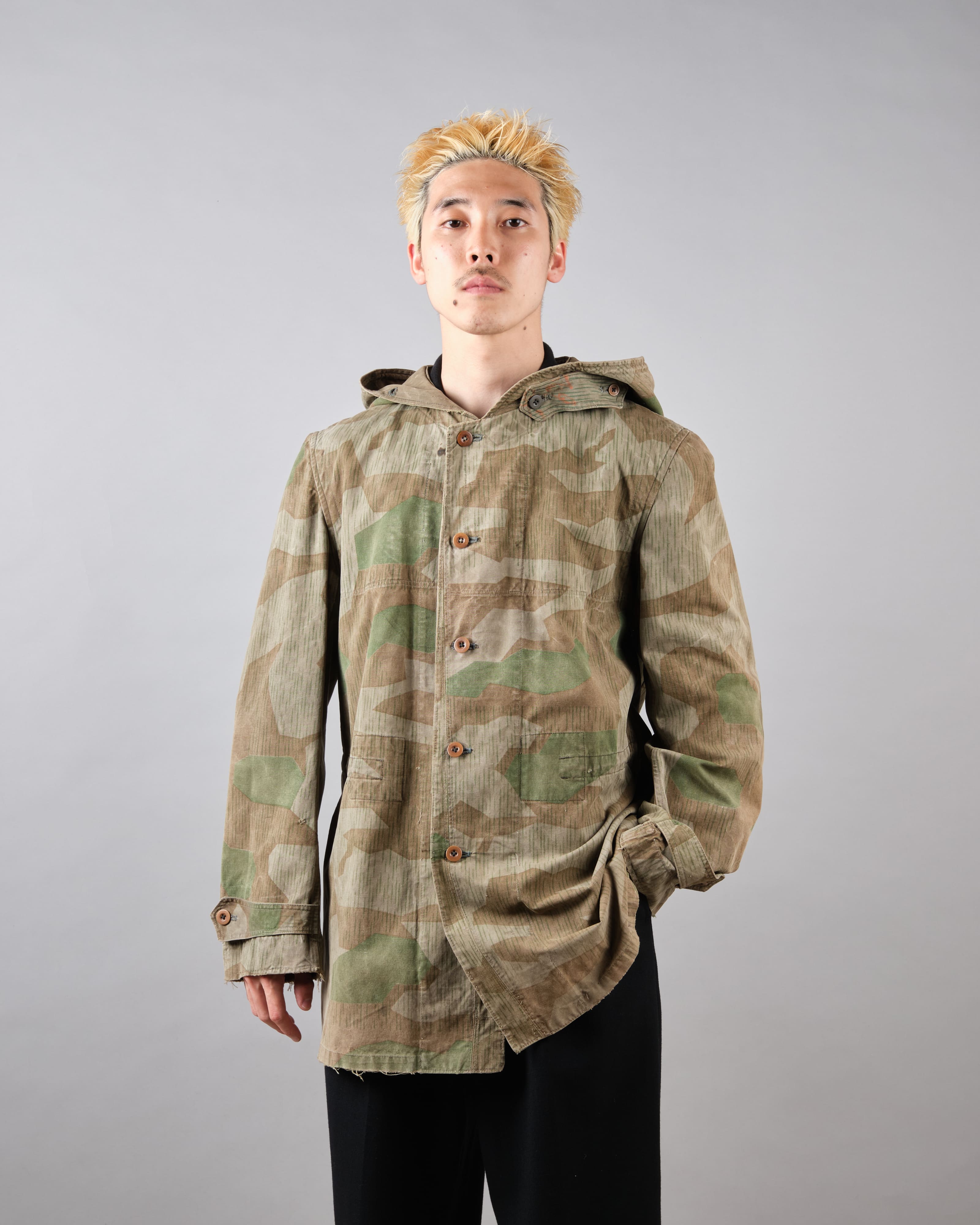 【~40's】WWII German Army Splinter Camouflage Hooded Jacket "Localmade" "Wehrmacht"