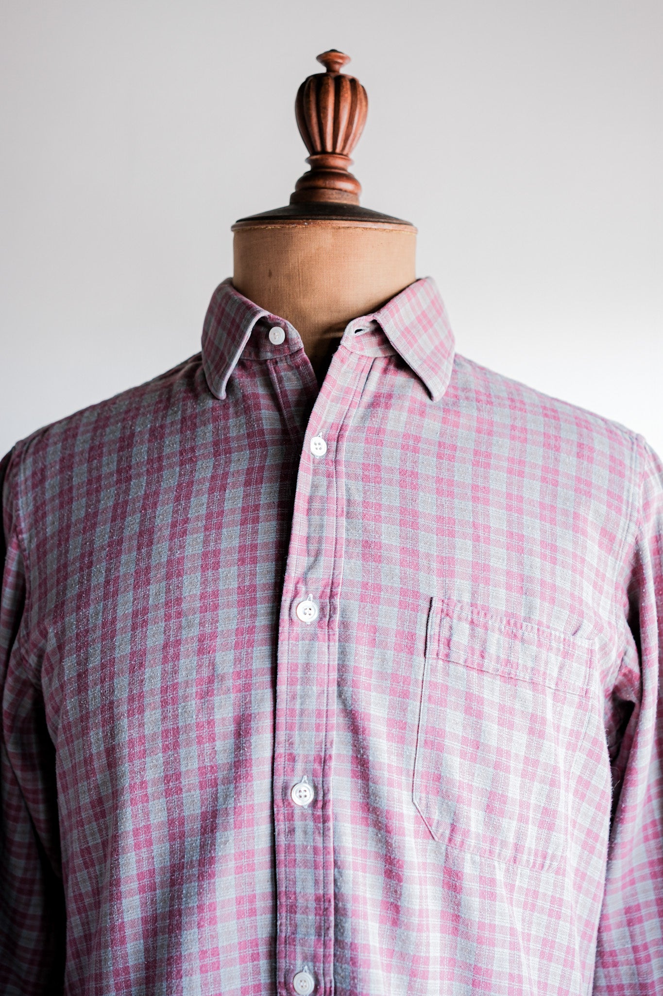 【~00's】Old Charvet Cotton Checked Shirt Size.38