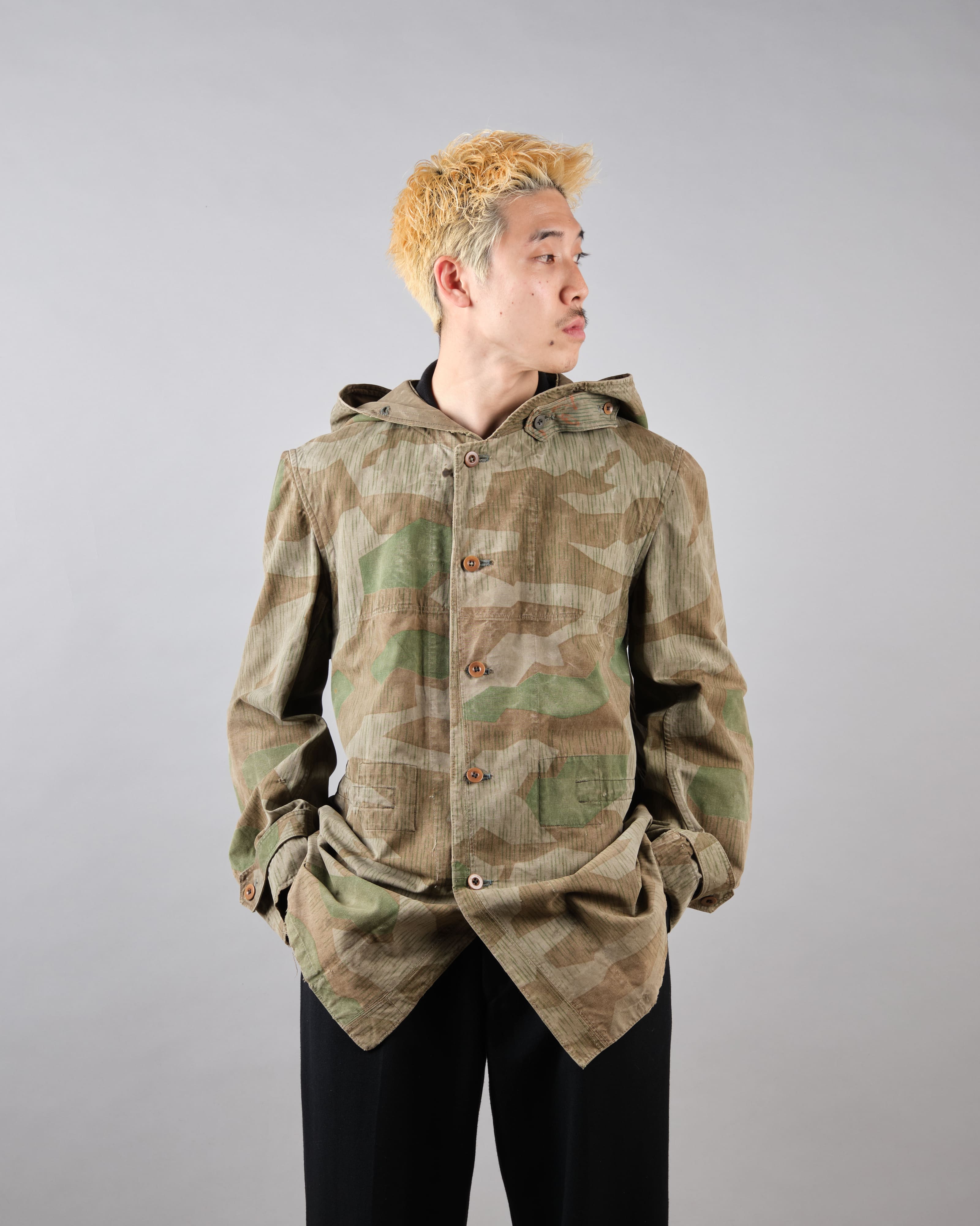 【~40's】WWII German Army Splinter Camouflage Hooded Jacket "Localmade" "Wehrmacht"