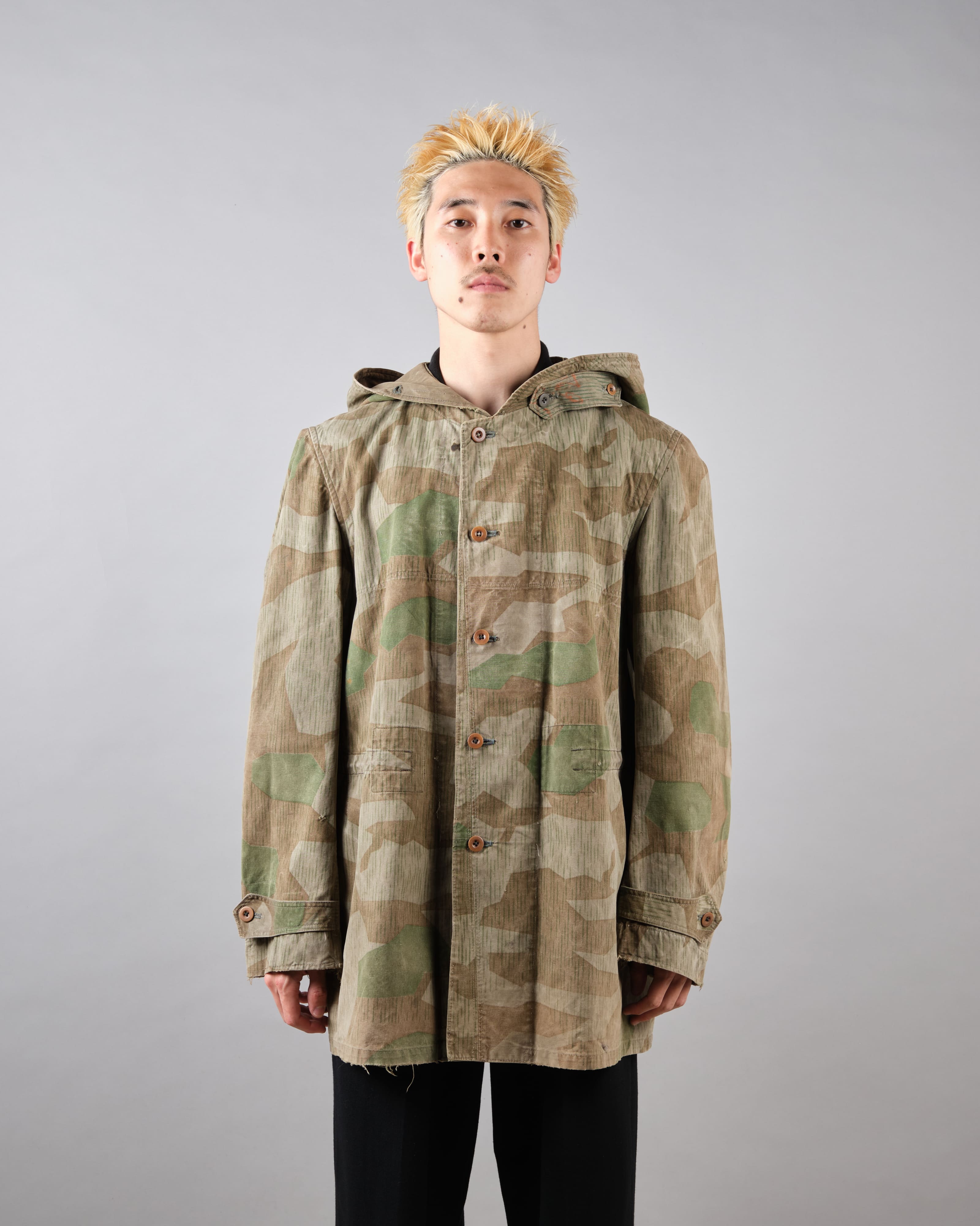 【~40's】WWII German Army Splinter Camouflage Hooded Jacket "Localmade" "Wehrmacht"