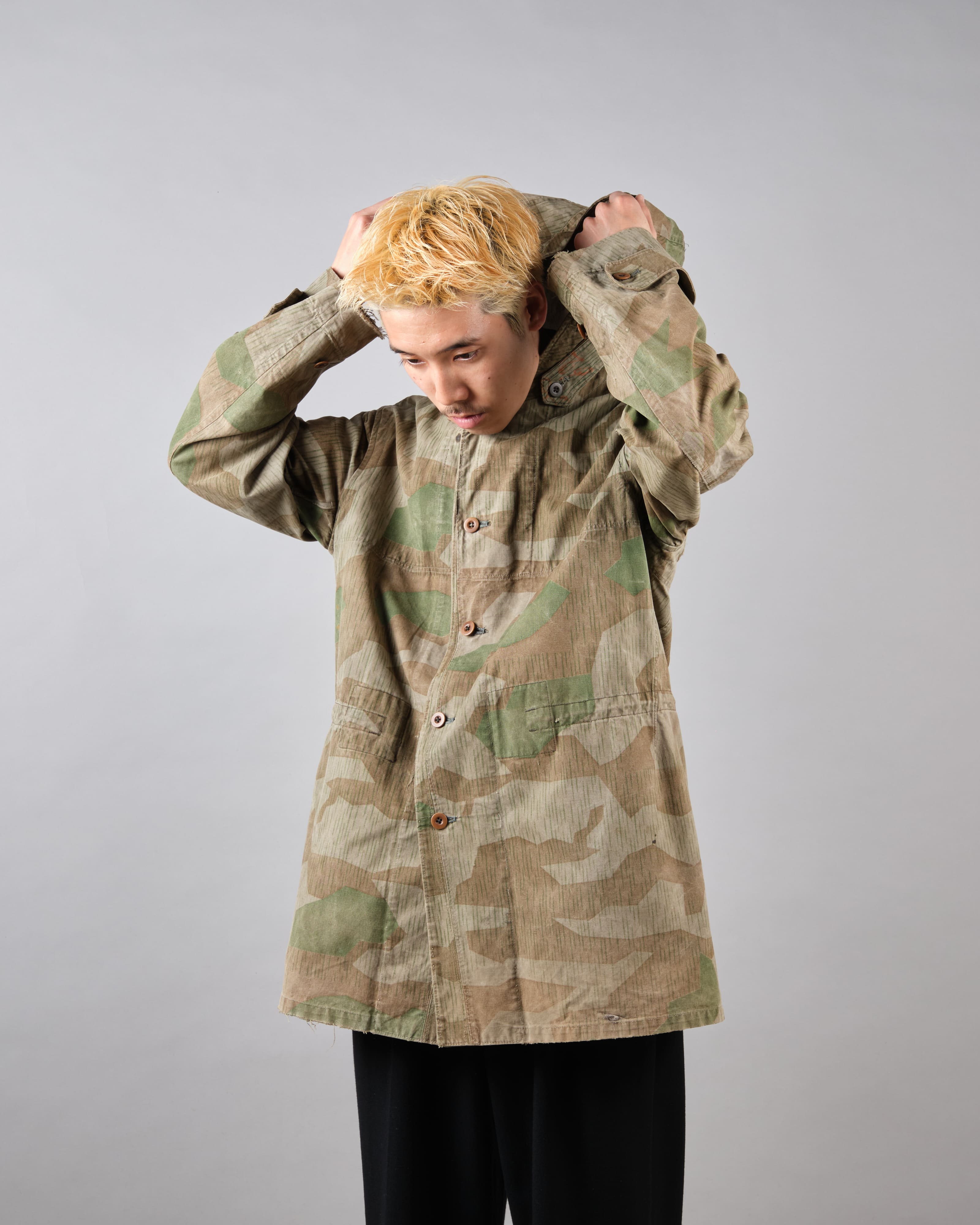 【~40's】WWII German Army Splinter Camouflage Hooded Jacket "Localmade" "Wehrmacht"