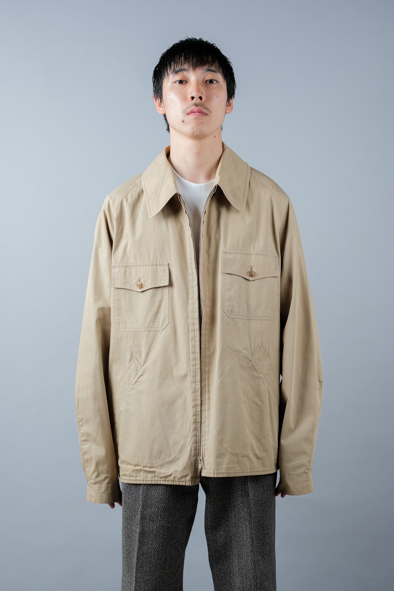 【~80's】Old INVERTERE Raglan Sleeve Zip Up Cotton Jacket Size.48