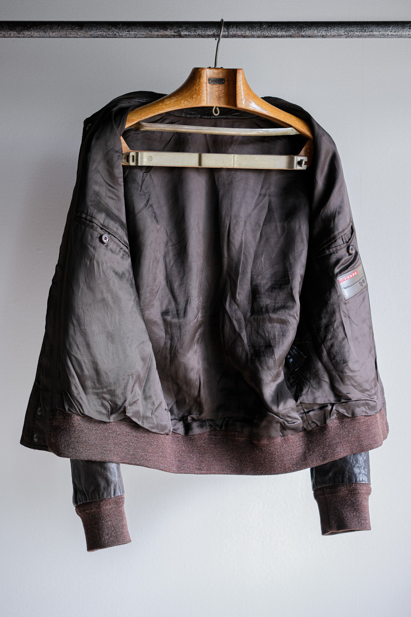 【~2010's】Old PRADA LINEA ROSSA Brown Leather Blouson Size.48 "PRADA SPORT"