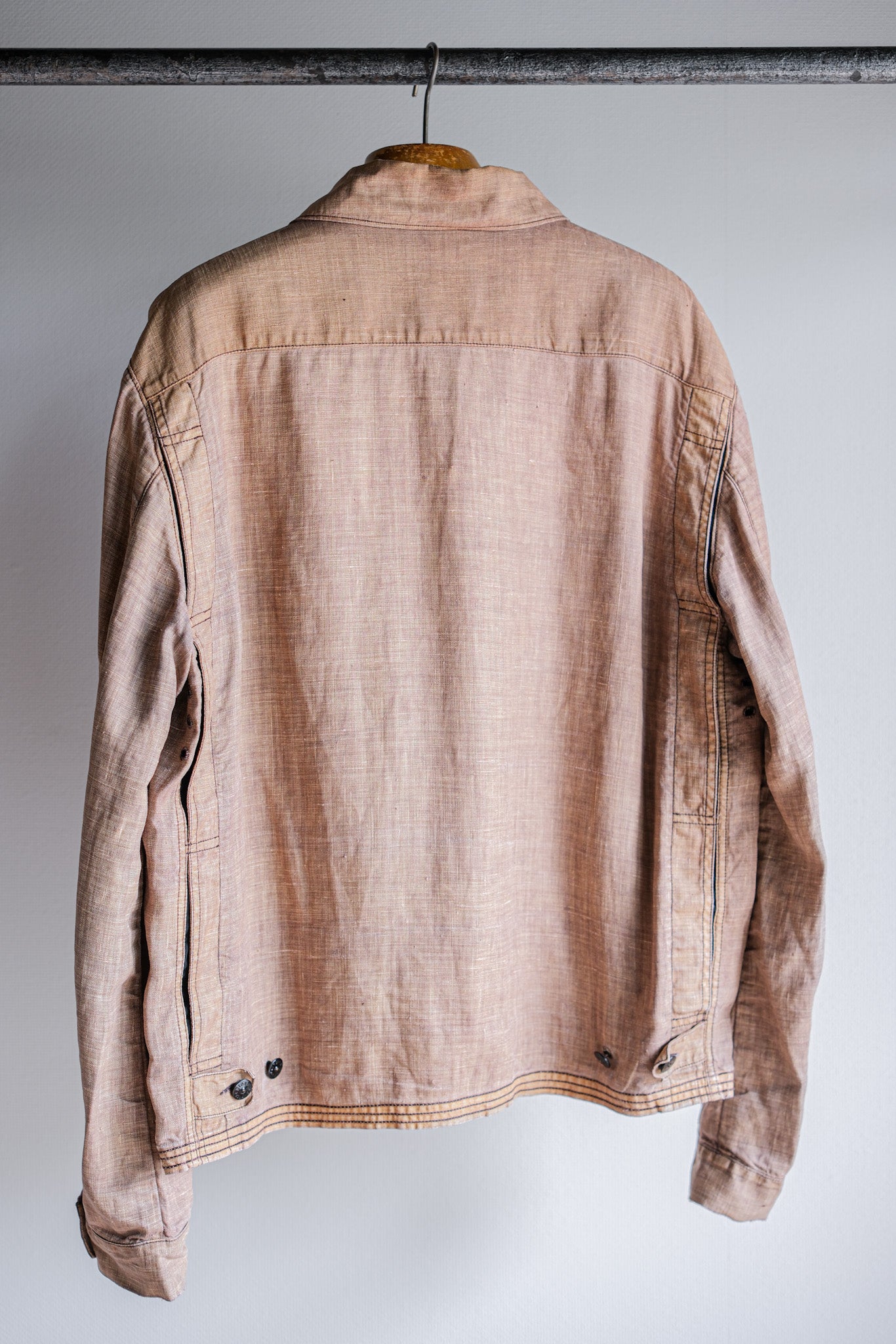 【97SS】Old STONE ISLAND Garment Dyed Lino Flax Cotton Jacket Size.L "Green Edge"