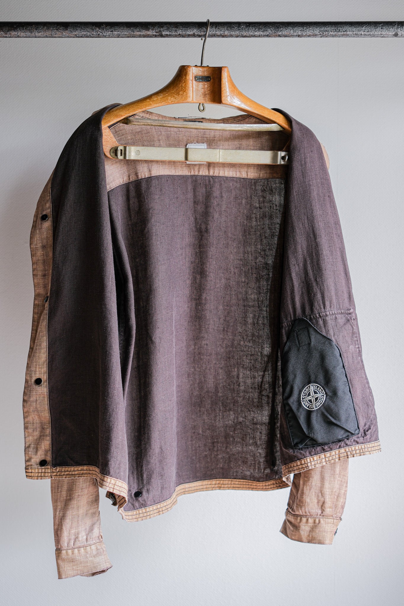 【97SS】Old STONE ISLAND Garment Dyed Lino Flax Cotton Jacket Size.L "Green Edge"