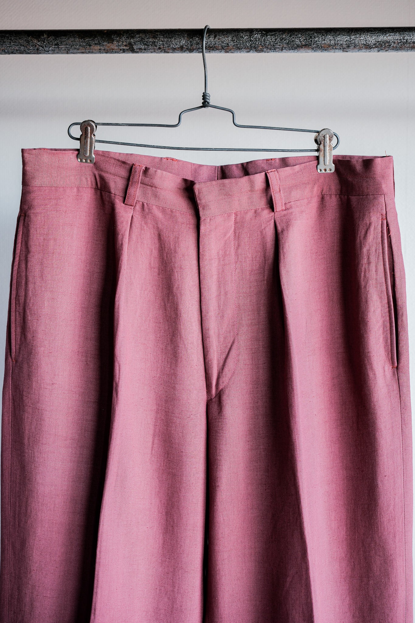 【~00's】Old ARNYS PARIS In Tuck Turn Up Linen Silk Trousers Size.42