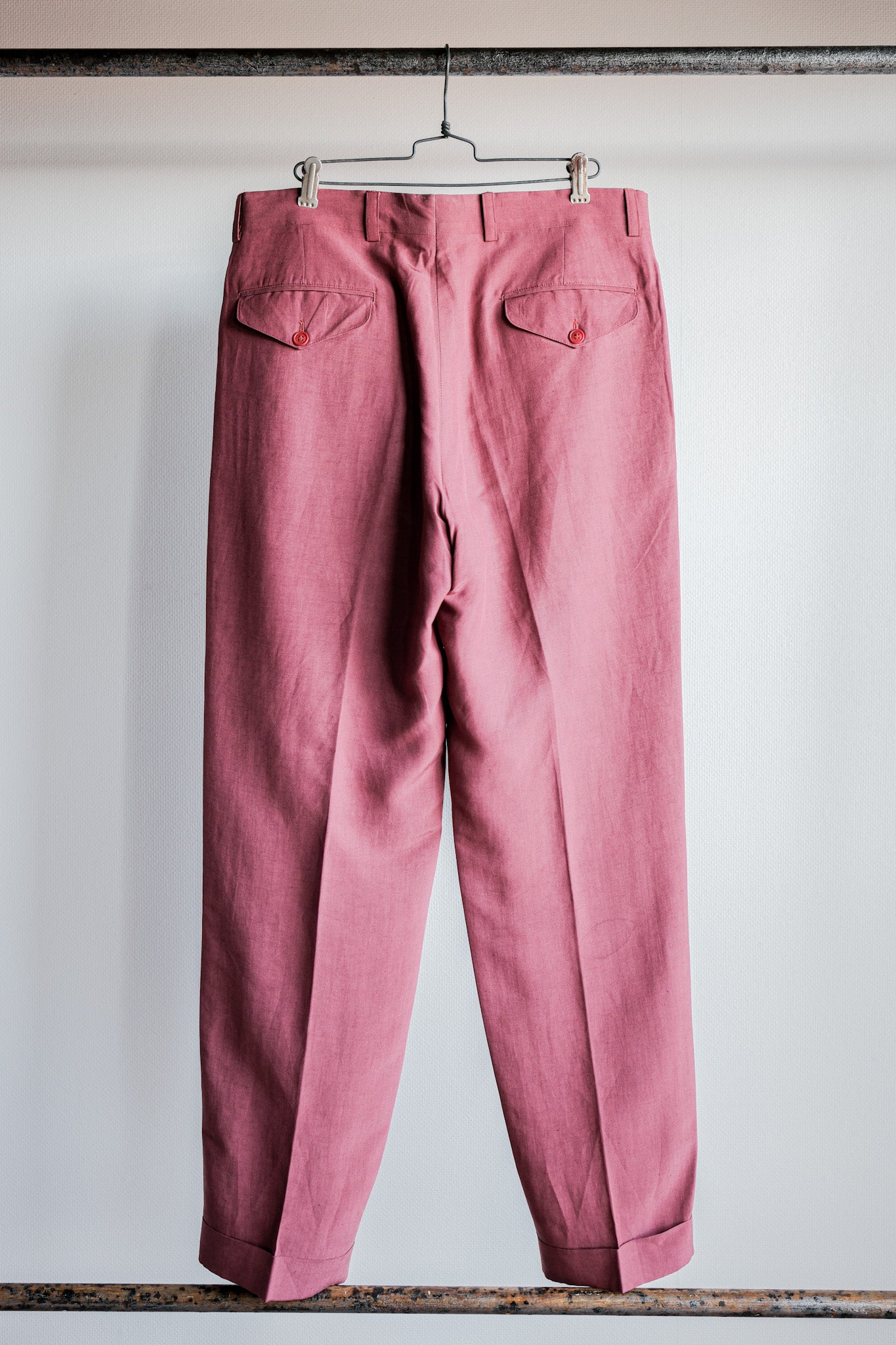 【~00's】Old ARNYS PARIS In Tuck Turn Up Linen Silk Trousers Size.42
