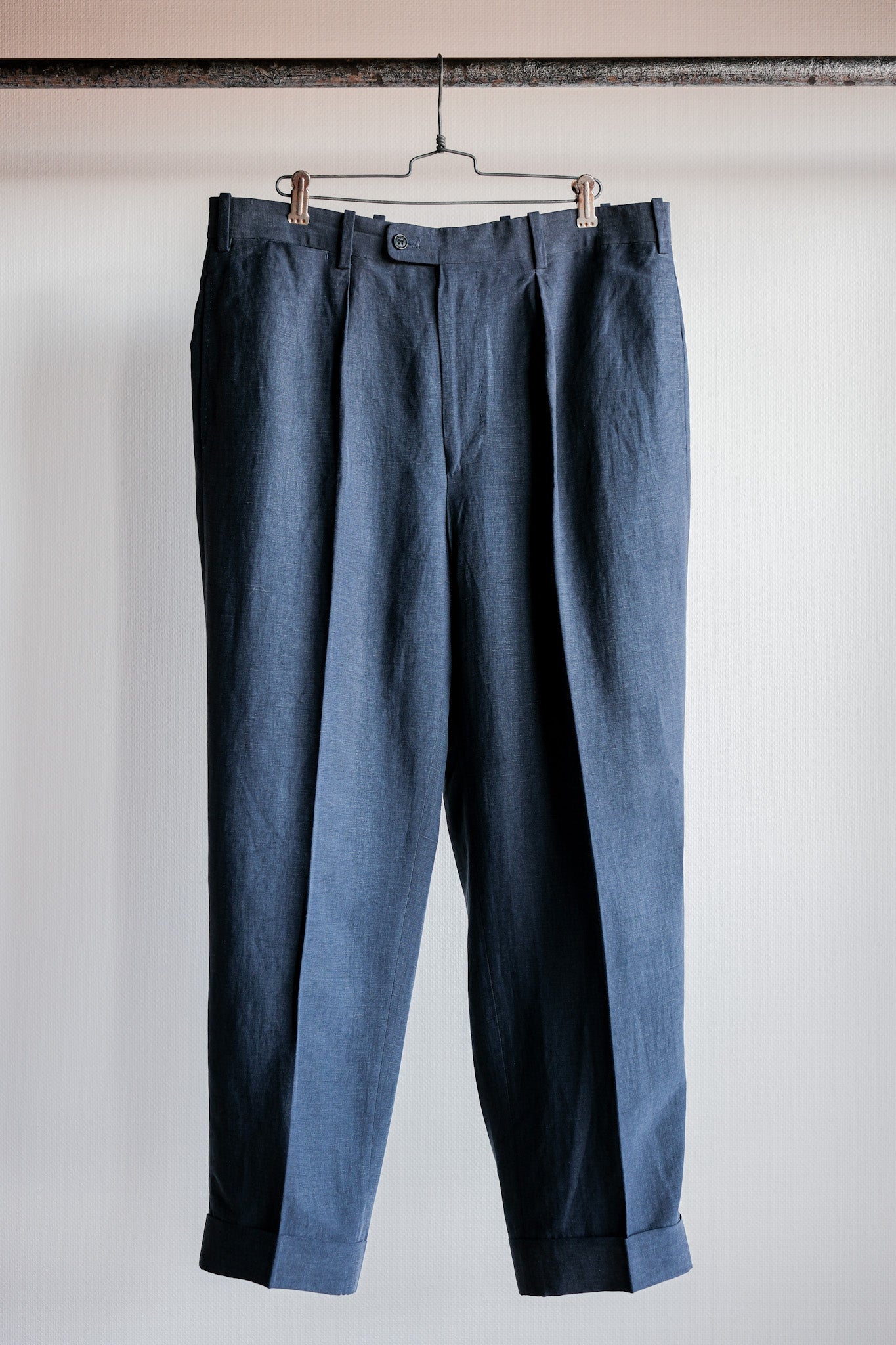 【~00's】Old ARNYS PARIS In Tuck Turn Up Linen Silk Trousers Size.44