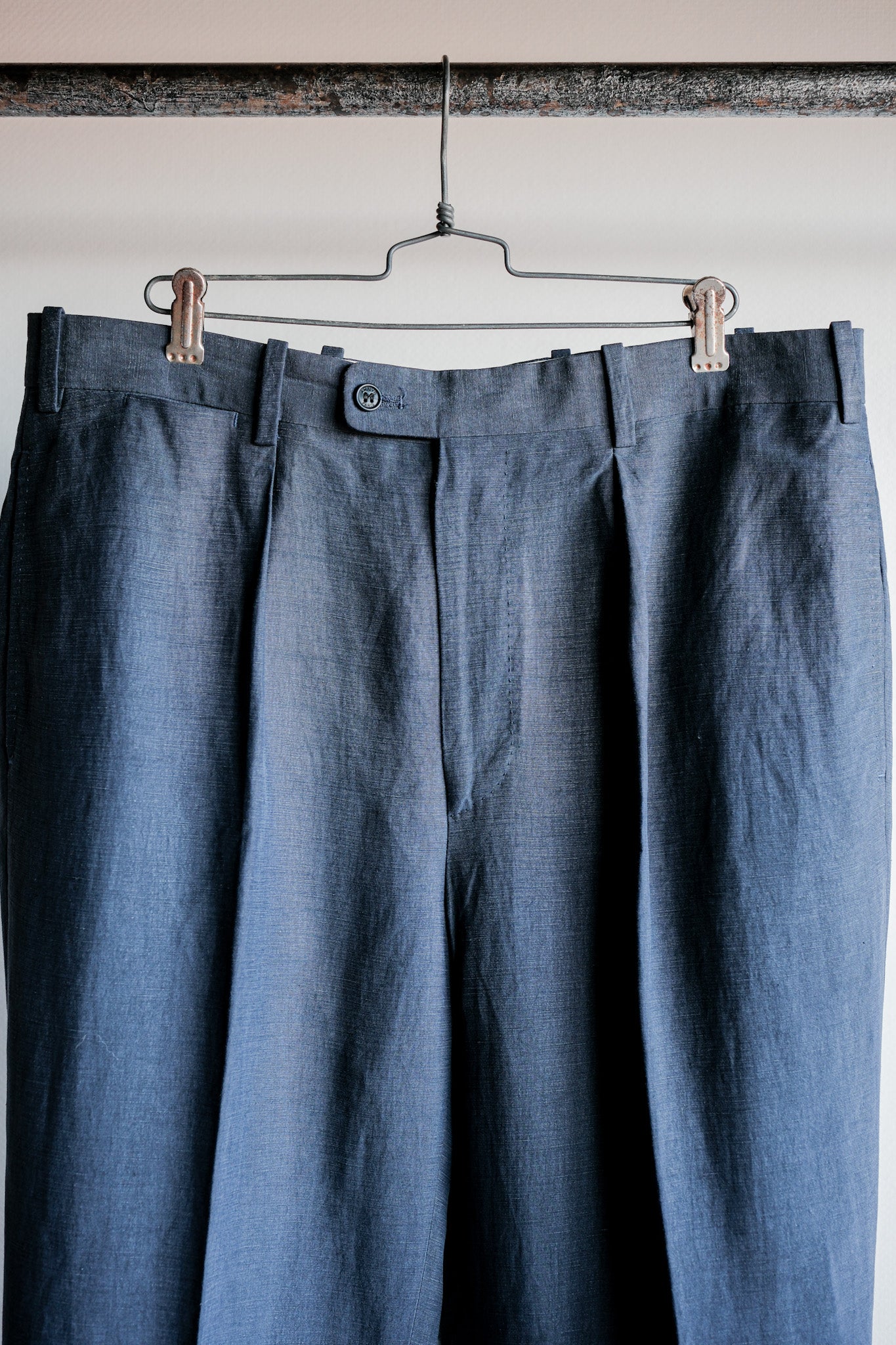 【~00's】Old ARNYS PARIS In Tuck Turn Up Linen Silk Trousers Size.44