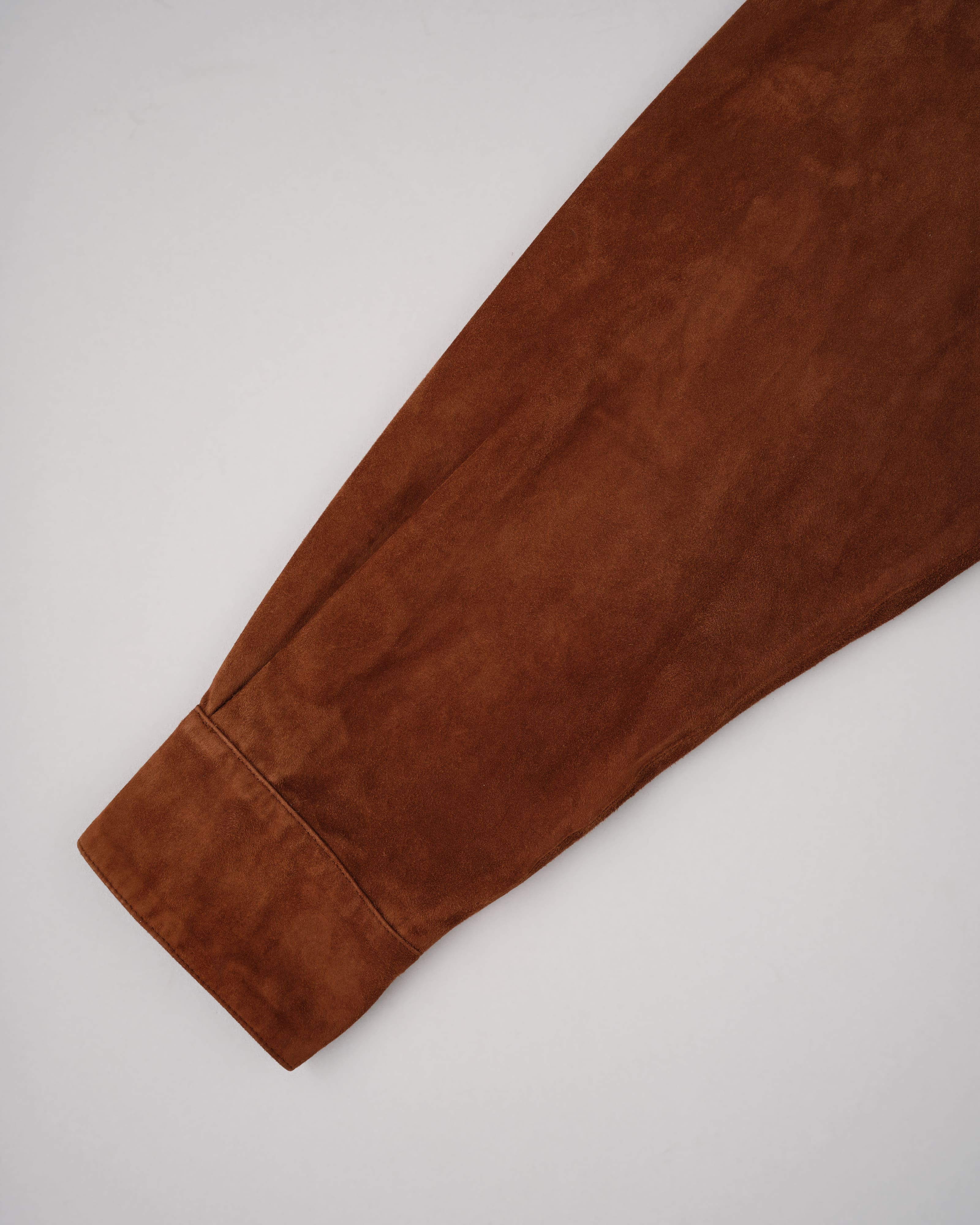 【~90’s】Old SULKA PARIS Brown Suede Leather Shirt Jacket Size.42