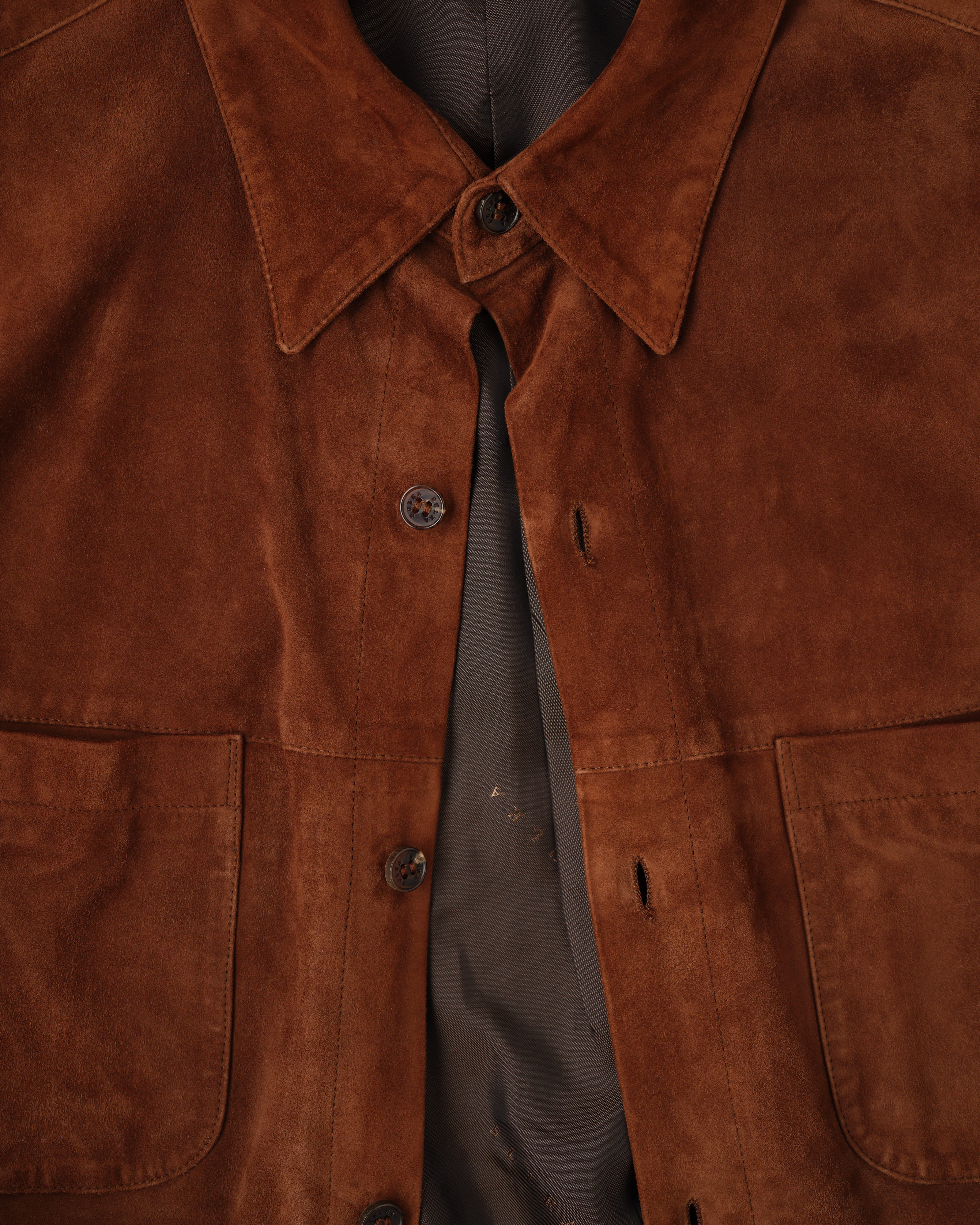 【~90’s】Old SULKA PARIS Brown Suede Leather Shirt Jacket Size.42