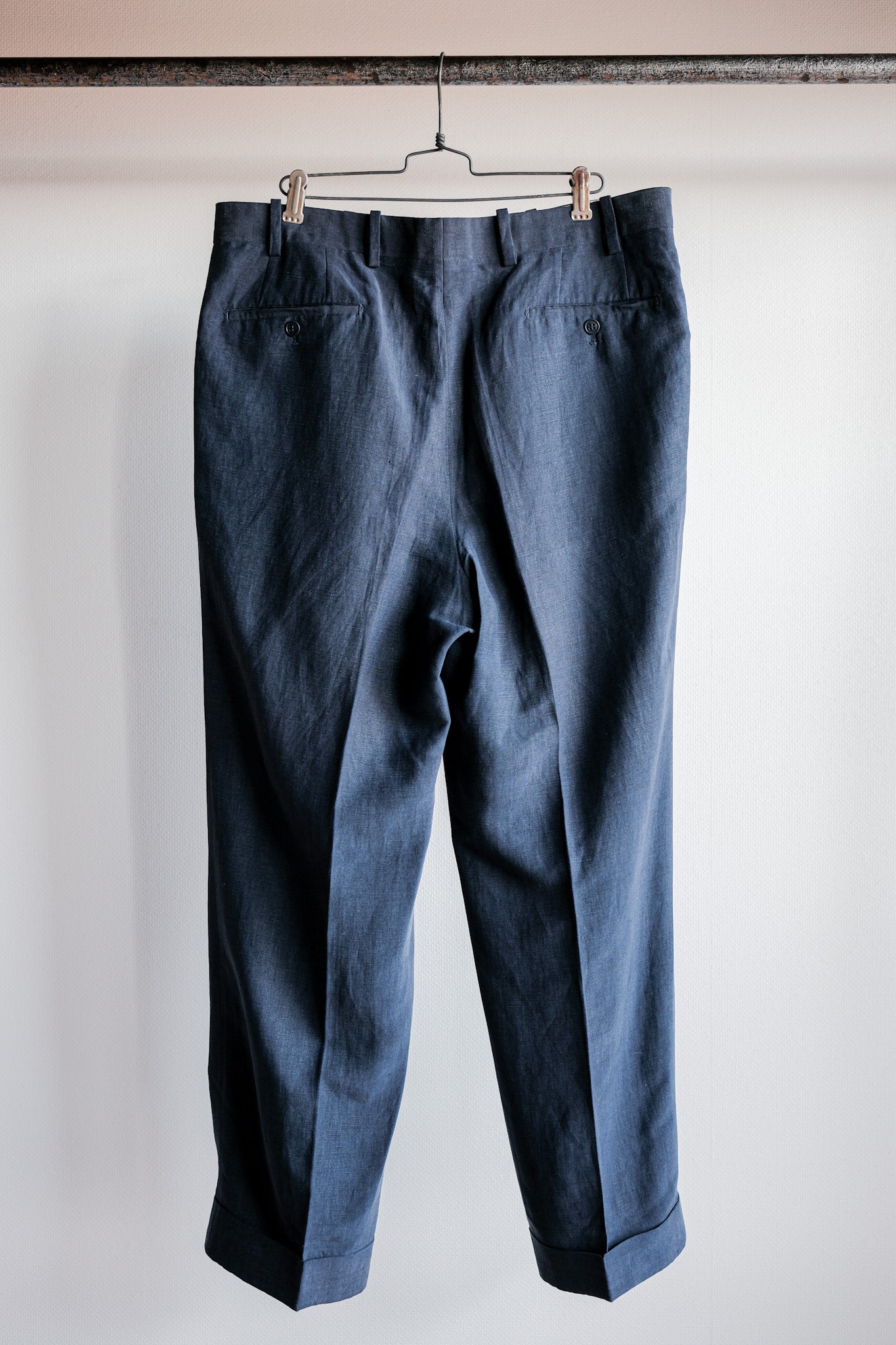 【~00's】Old ARNYS PARIS In Tuck Turn Up Linen Silk Trousers Size.44
