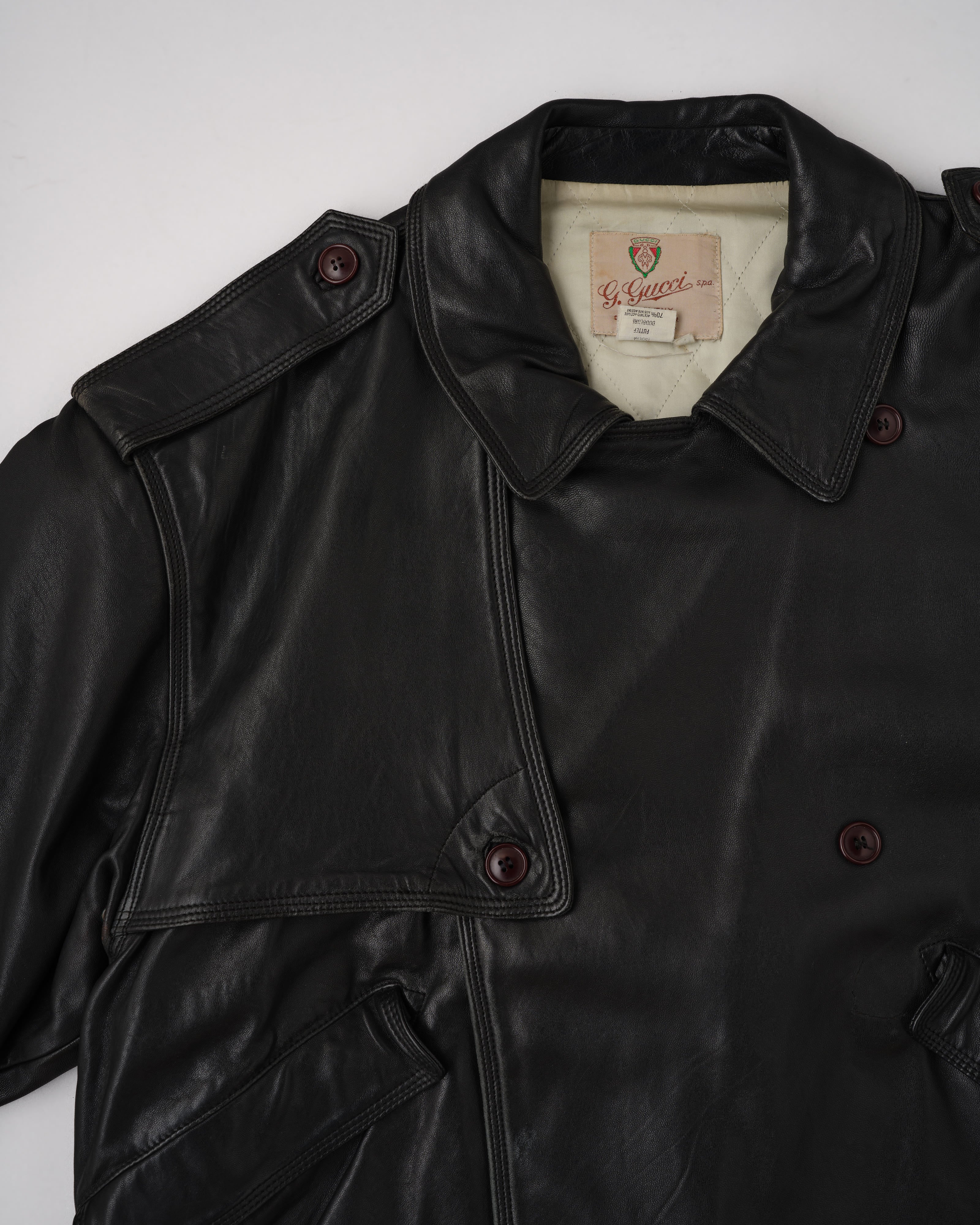 【~70’s】Old GUCCI Black Leather Blouson Size.50