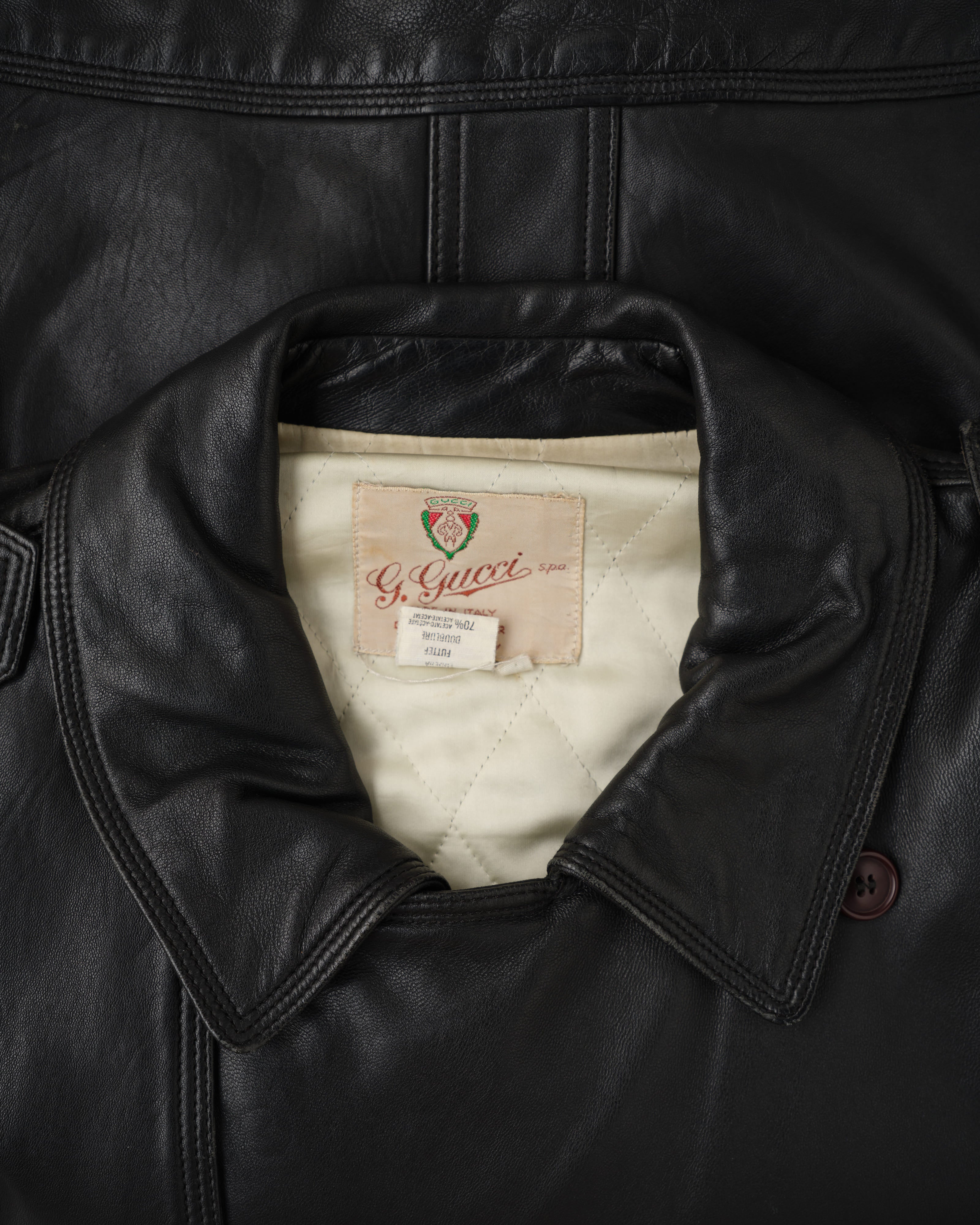 【~70’s】Old GUCCI Black Leather Blouson Size.50