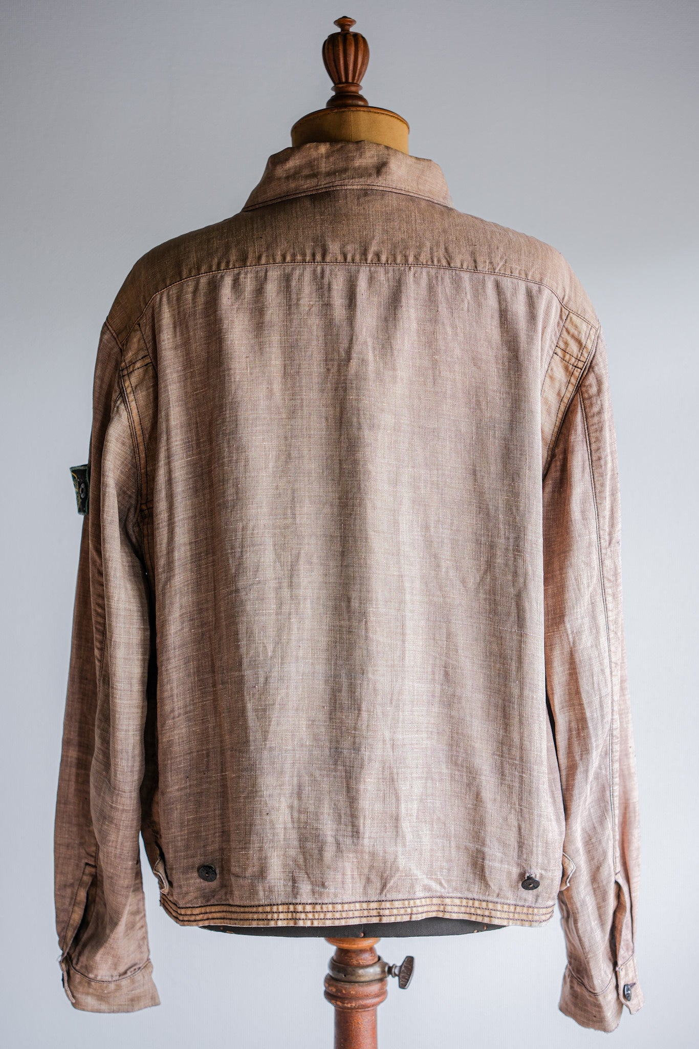 【97SS】Old STONE ISLAND Garment Dyed Lino Flax Cotton Jacket Size.L "Green Edge"