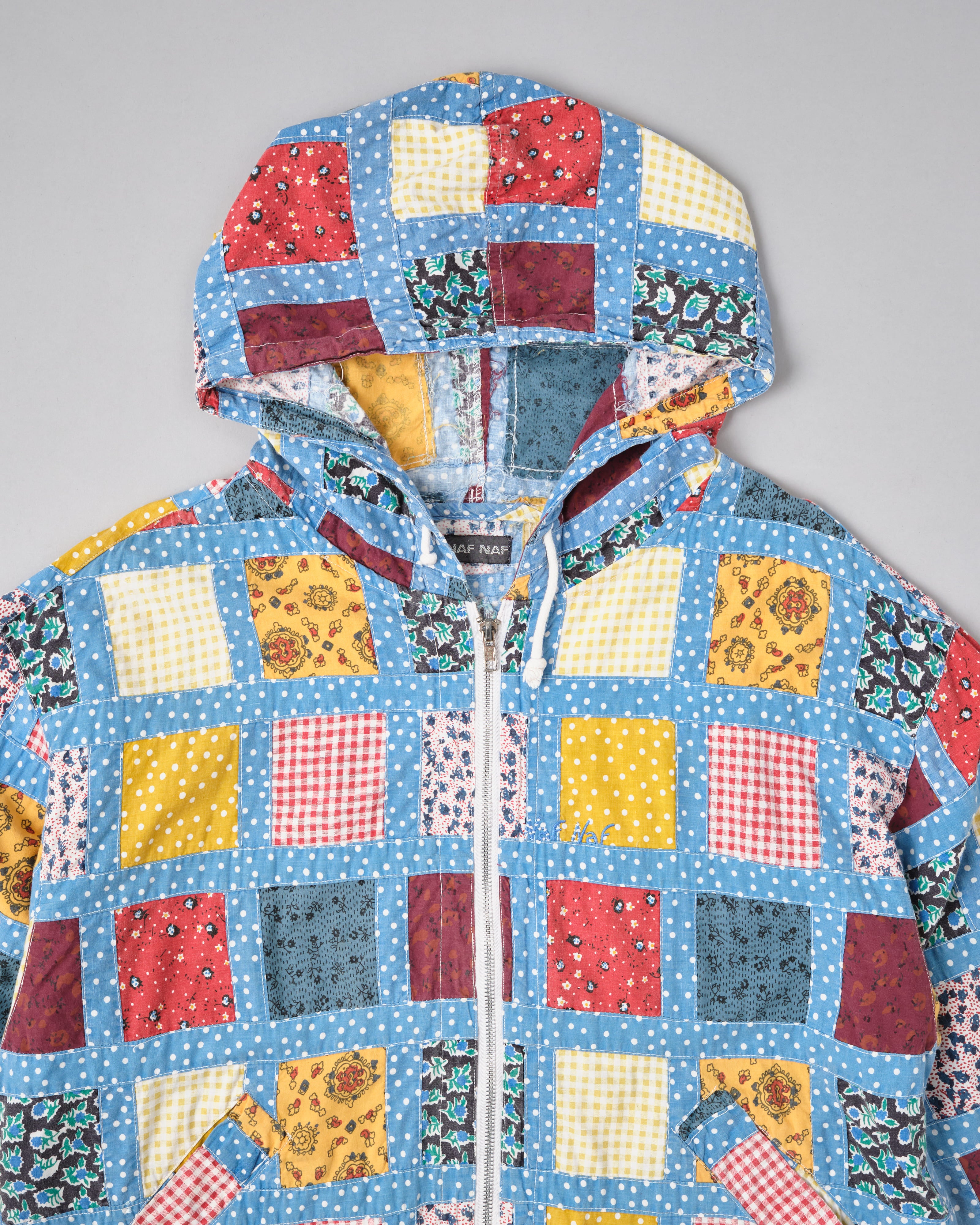 【~90’s】Old NAF NAF Various Patterned Patchwork Zip Up Hooded Jacket