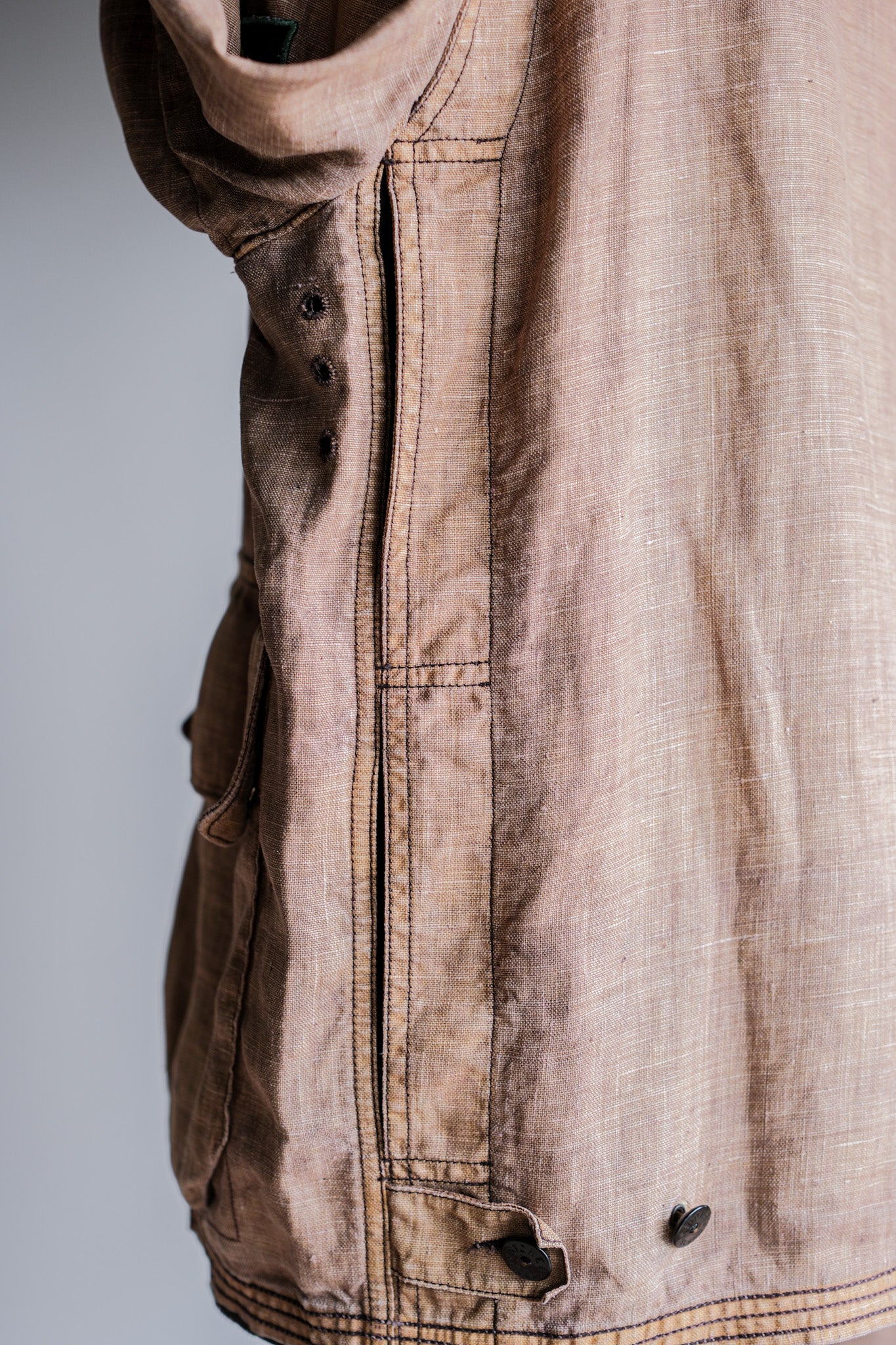 【97SS】Old STONE ISLAND Garment Dyed Lino Flax Cotton Jacket Size.L "Green Edge"