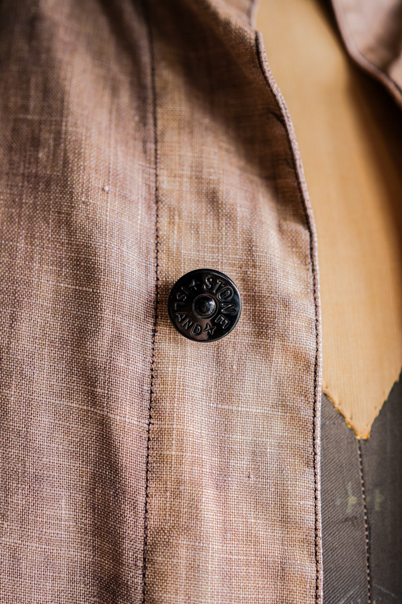 【97SS】Old STONE ISLAND Garment Dyed Lino Flax Cotton Jacket Size.L "Green Edge"