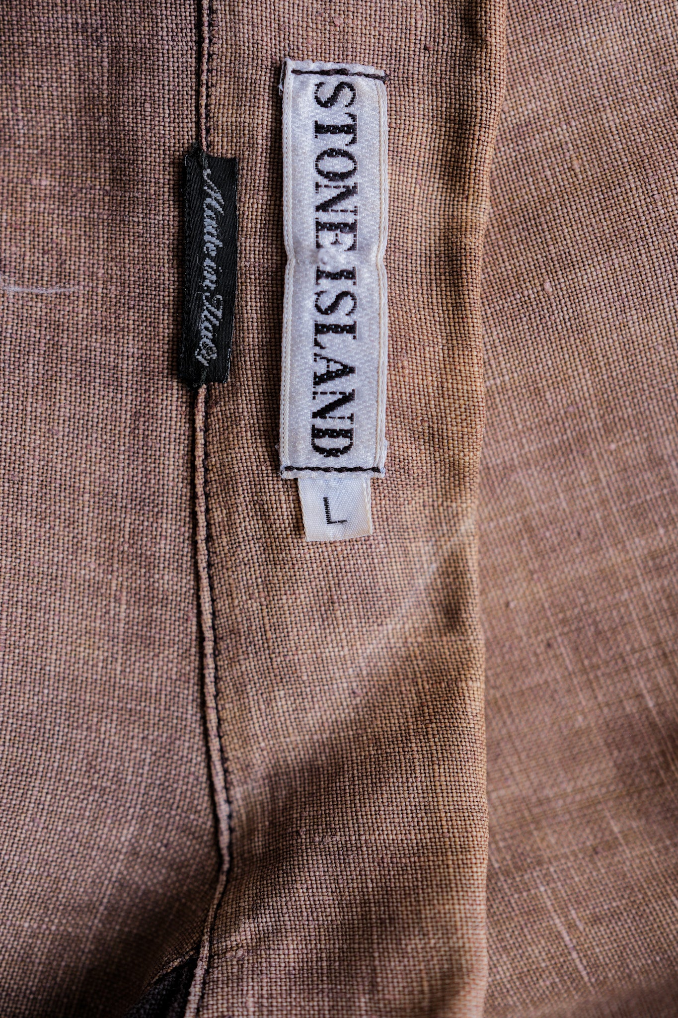 【97SS】Old STONE ISLAND Garment Dyed Lino Flax Cotton Jacket Size.L "Green Edge"