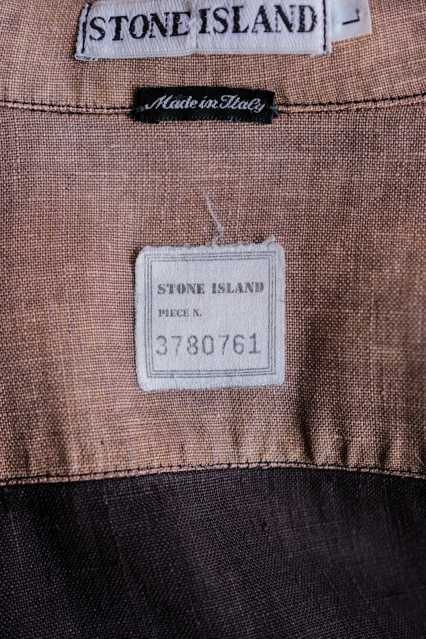 【97SS】Old STONE ISLAND Garment Dyed Lino Flax Cotton Jacket Size.L "Green Edge"