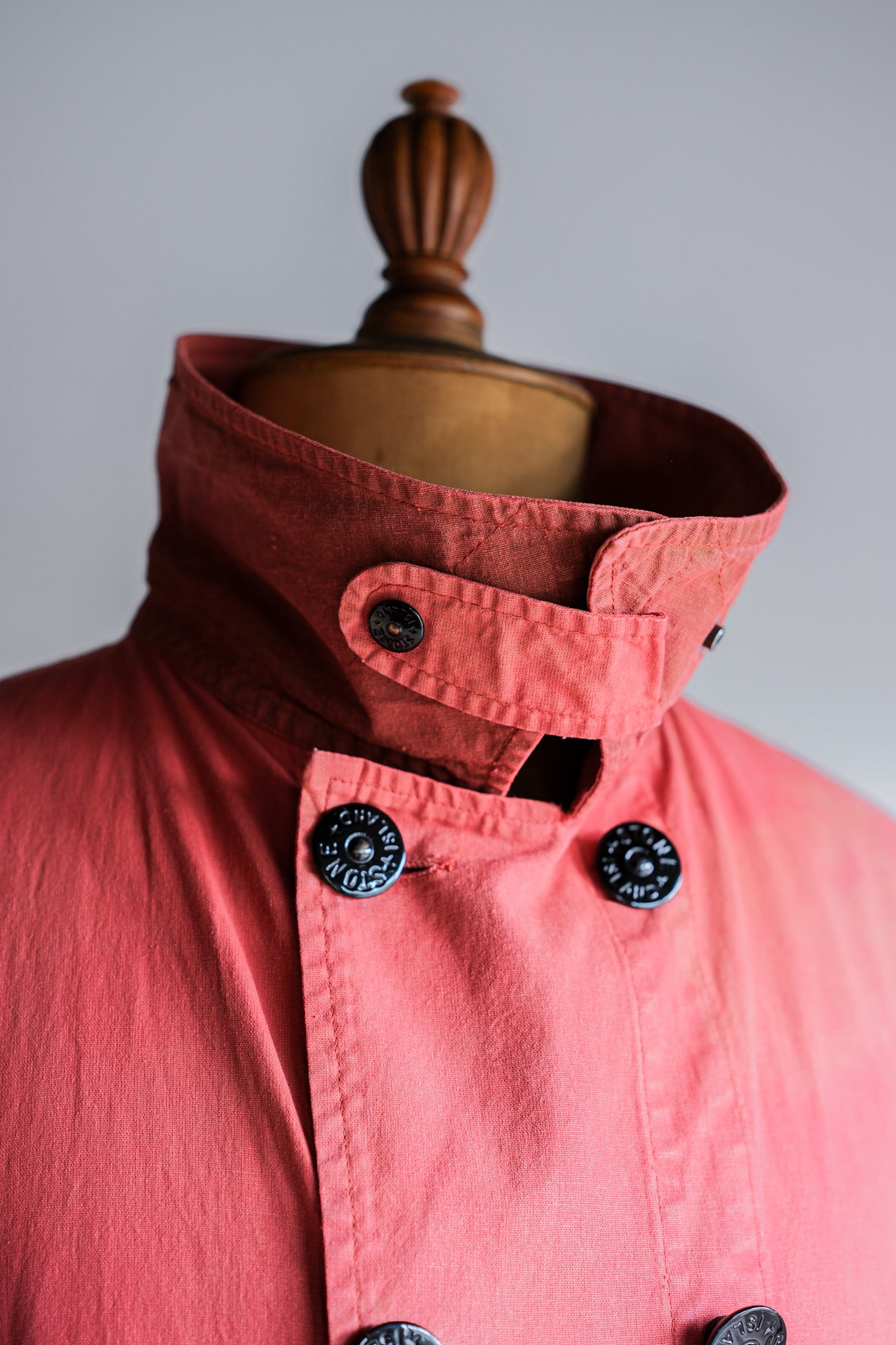 【94SS】Old STONE ISLAND Garment Dyed Double Breasted Cotton Jacket Size.L "Green Edge"