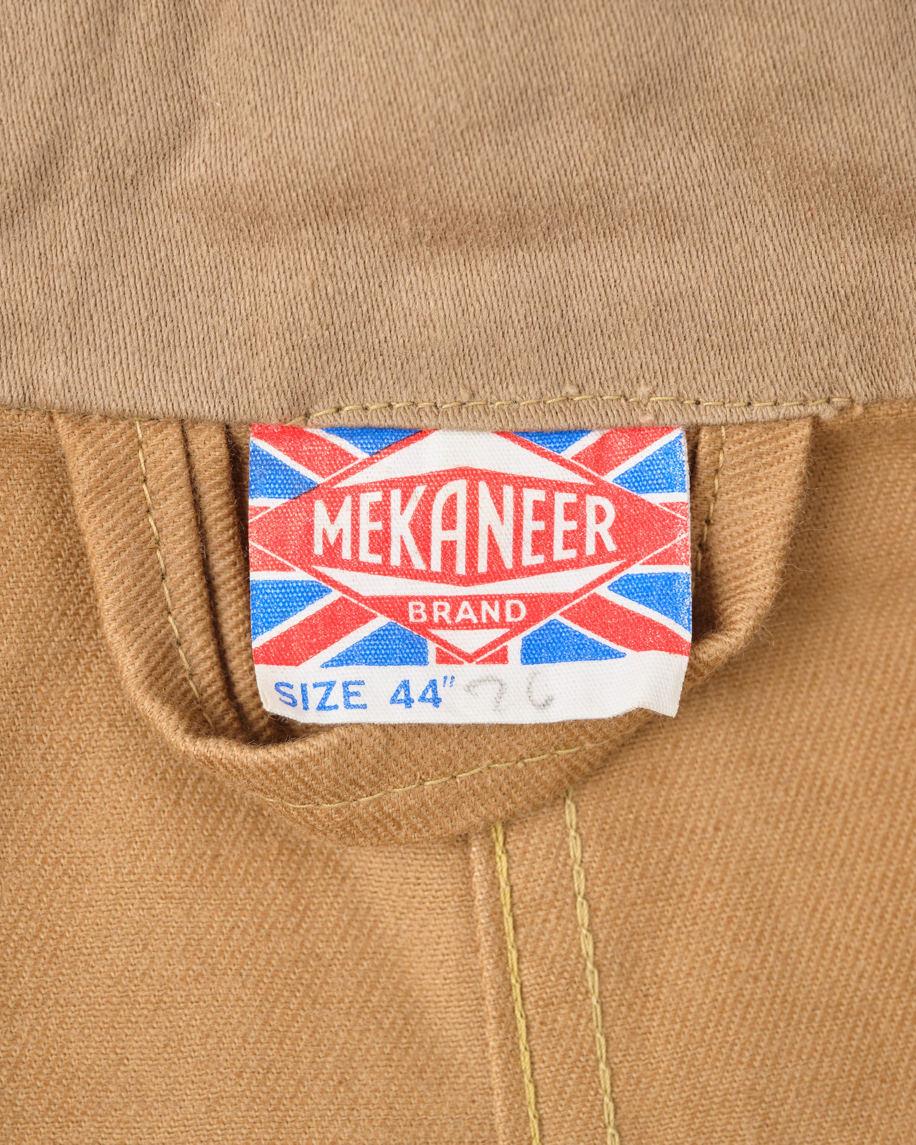 【~60's】British Vintage Khaki Drill Hooded Jacket Size.44 "MEKANEER" "Dead Stock"