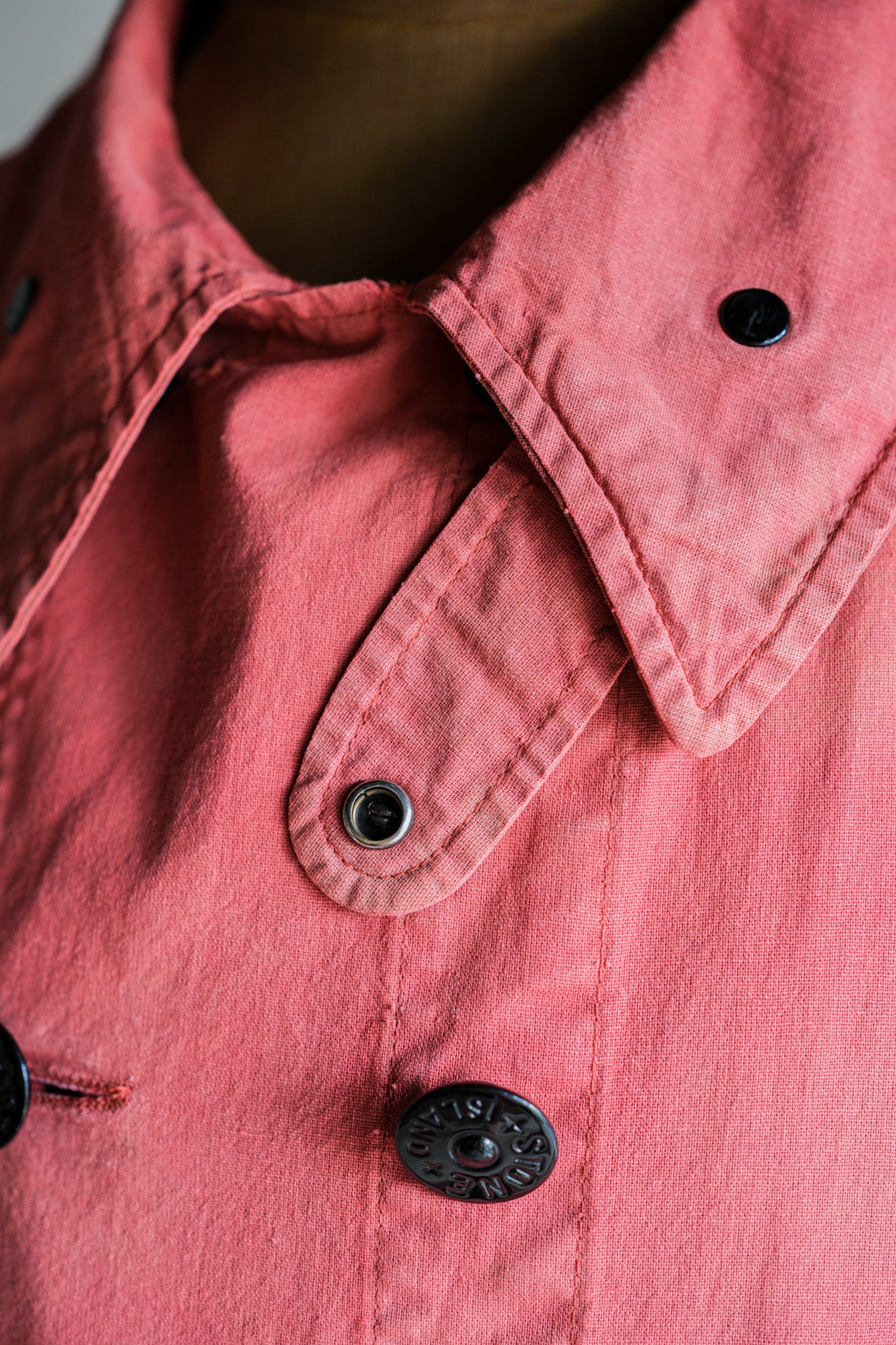 【94SS】Old STONE ISLAND Garment Dyed Double Breasted Cotton Jacket Size.L "Green Edge"
