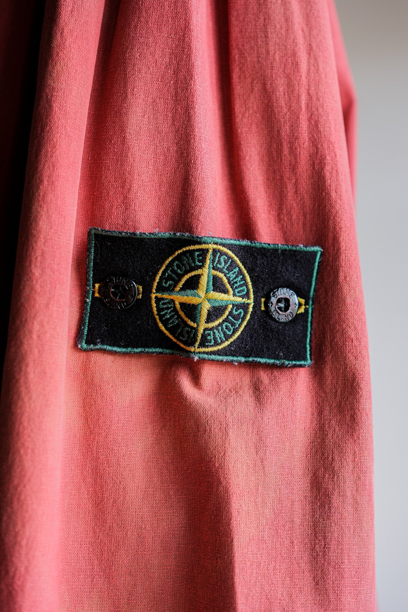 【94SS】Old STONE ISLAND Garment Dyed Double Breasted Cotton Jacket Size.L "Green Edge"