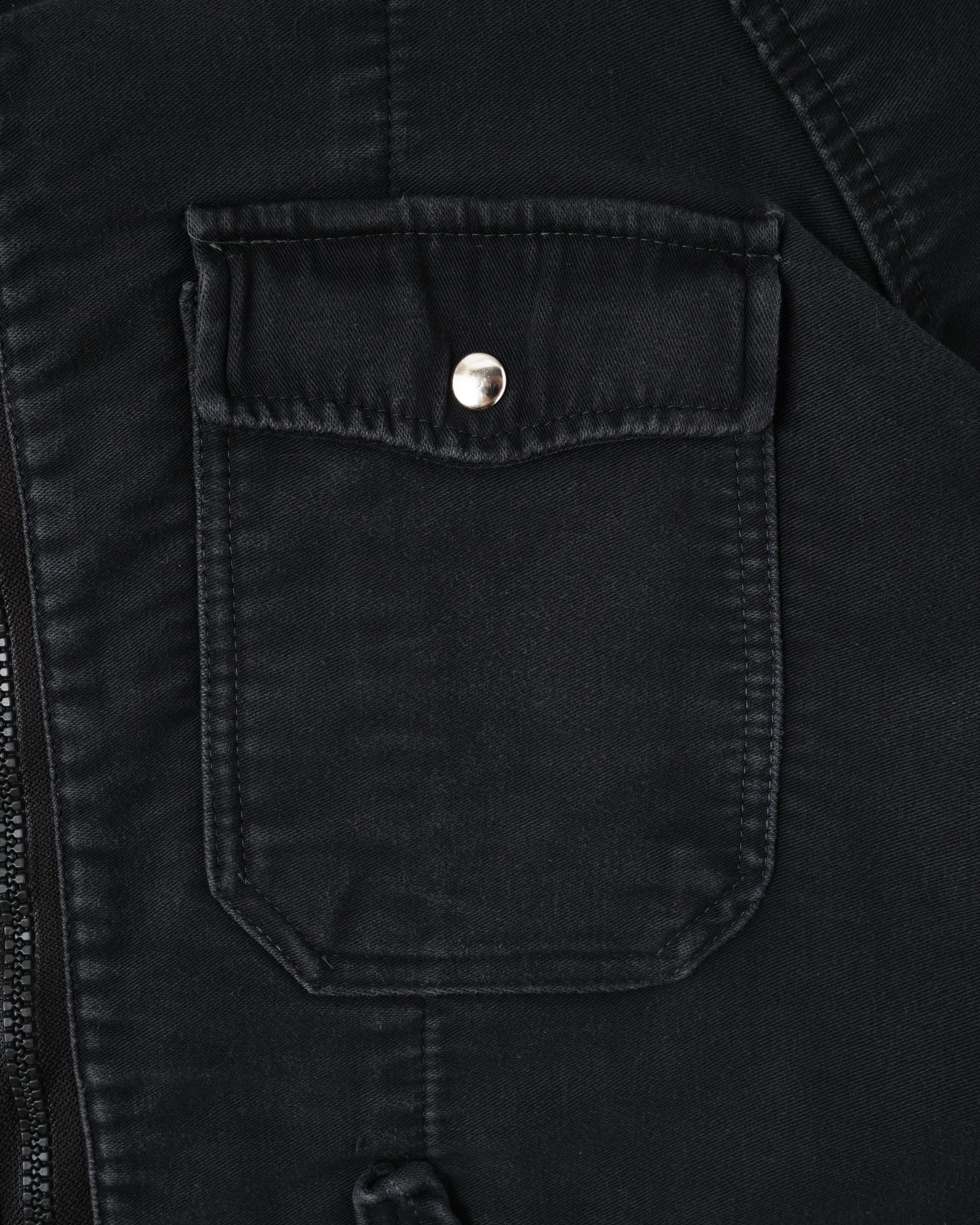 【~70's】Europe Vintage Raglan Sleeve Black Moleskin Zip Up Jacket