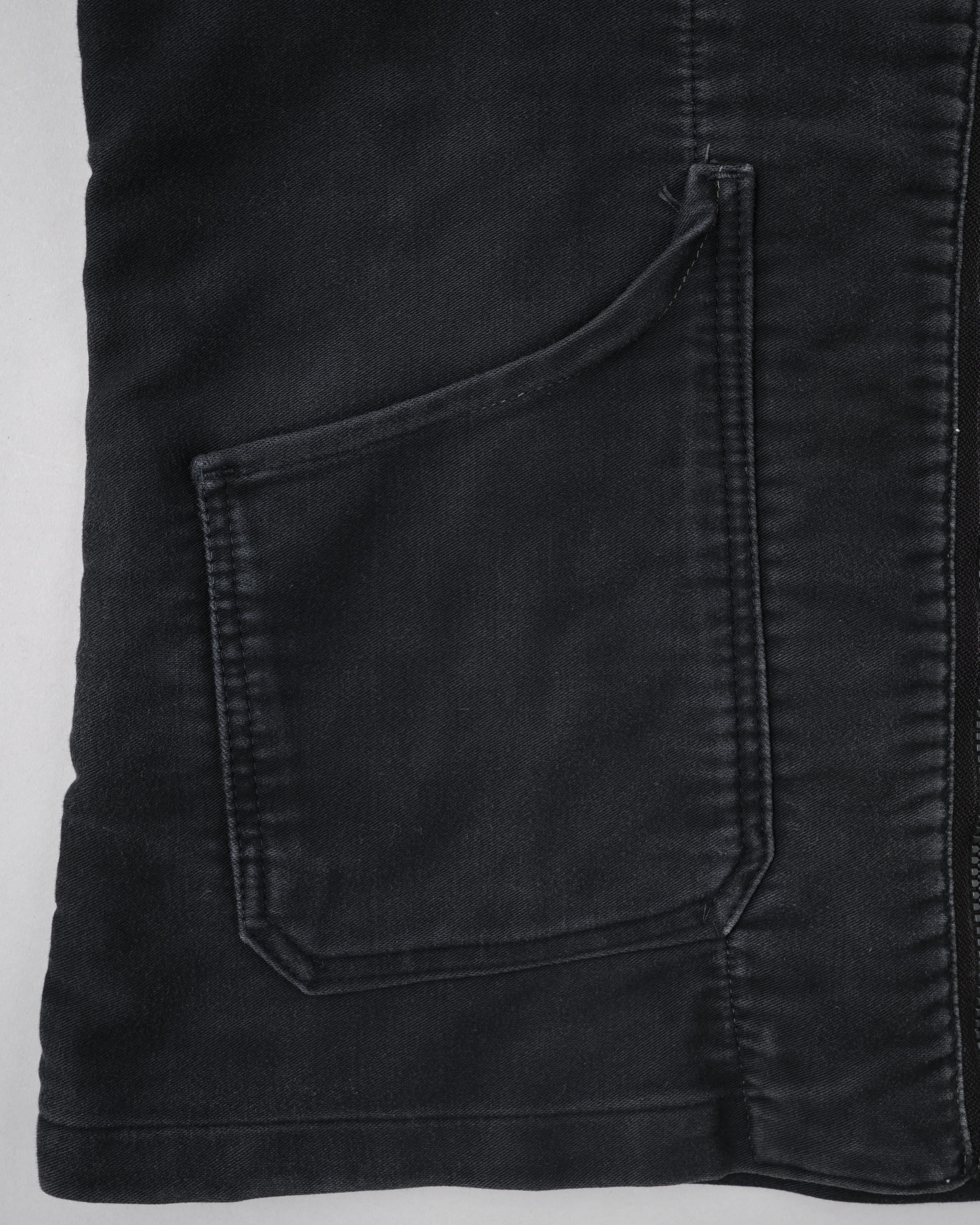【~70's】Europe Vintage Raglan Sleeve Black Moleskin Zip Up Jacket