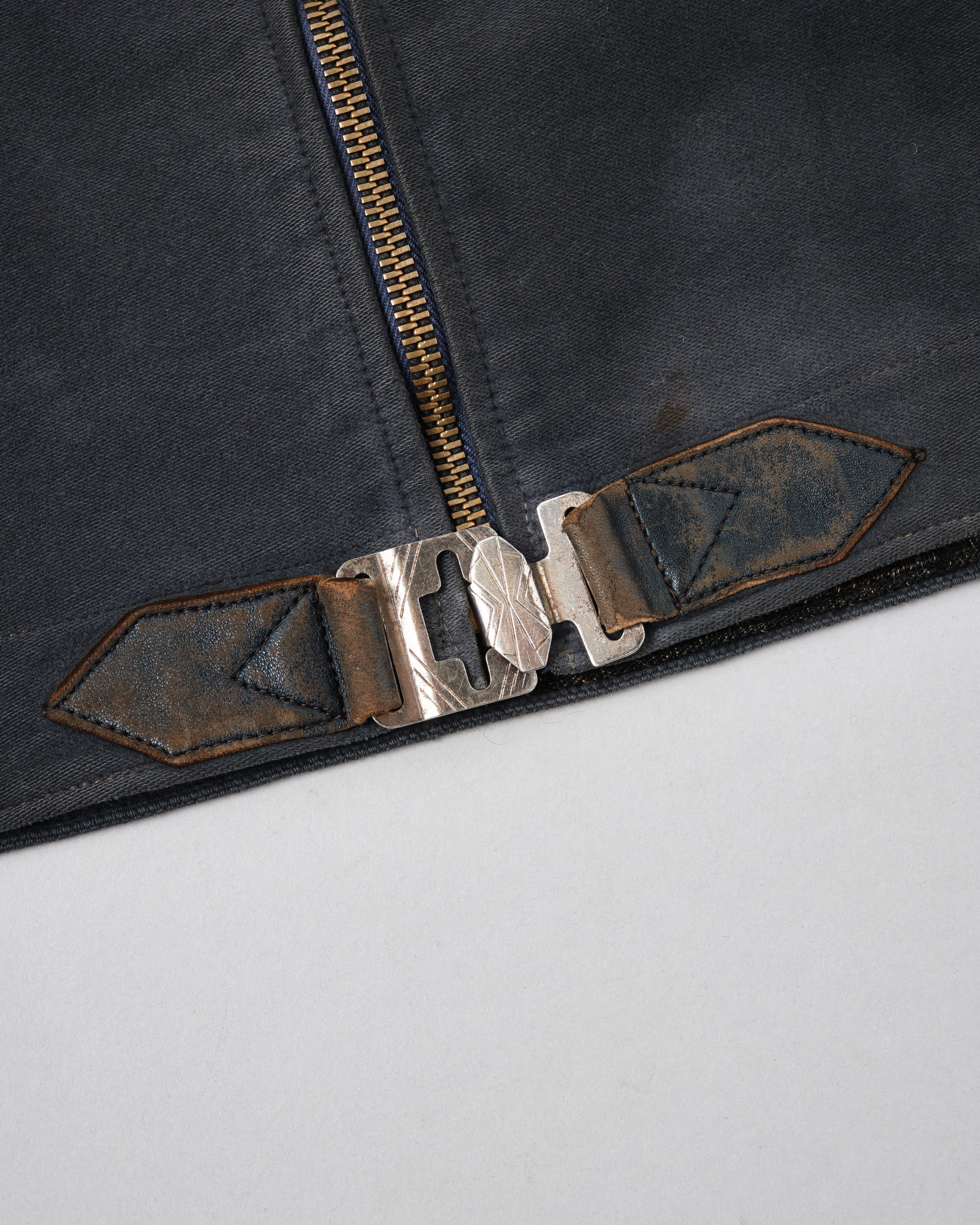 【~40's】French Vintage Dark Navy Peachskin Cyclist Jacket