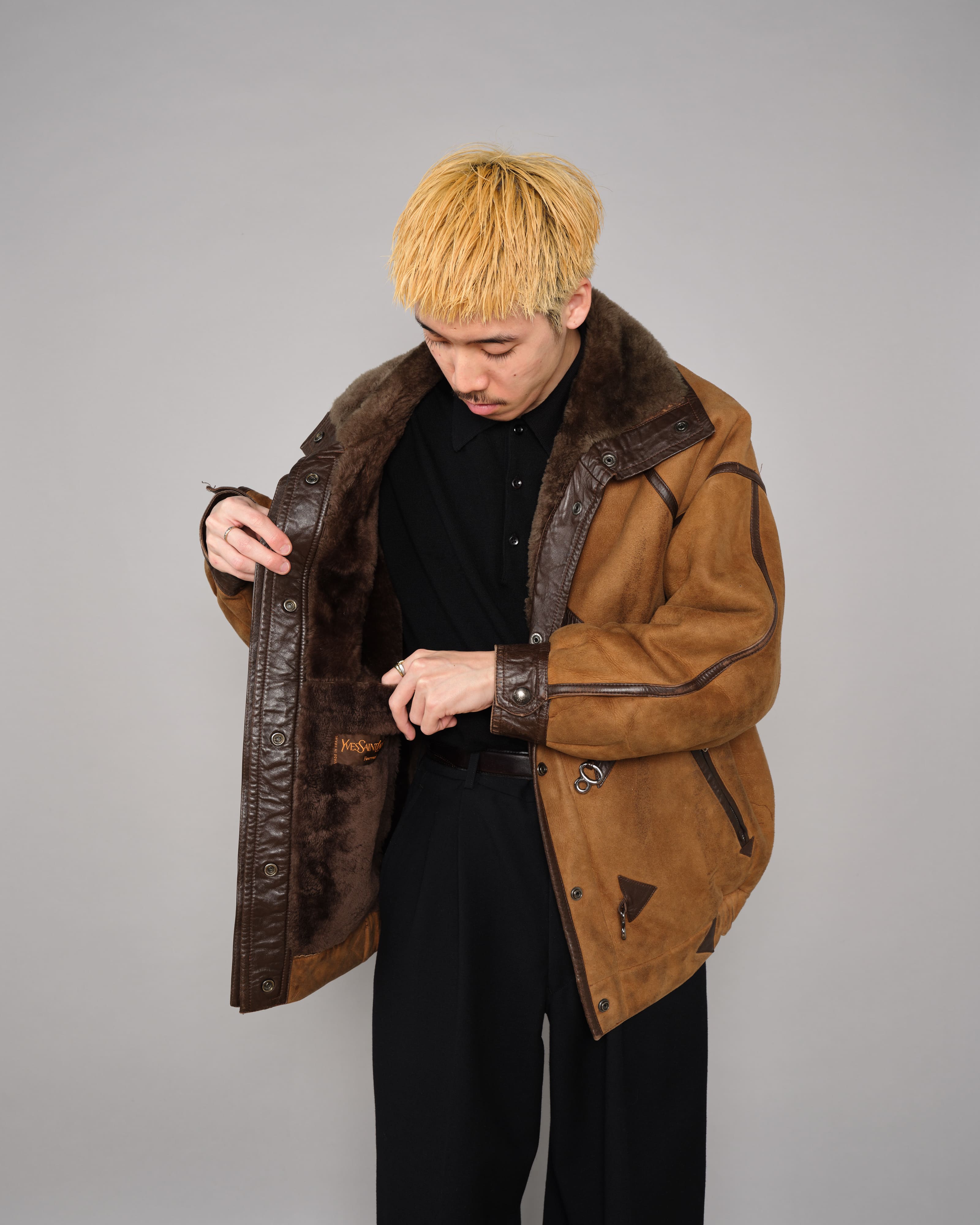 【~90's】Old Yves Saint Laurent Shearling Jacket "Fourrures"