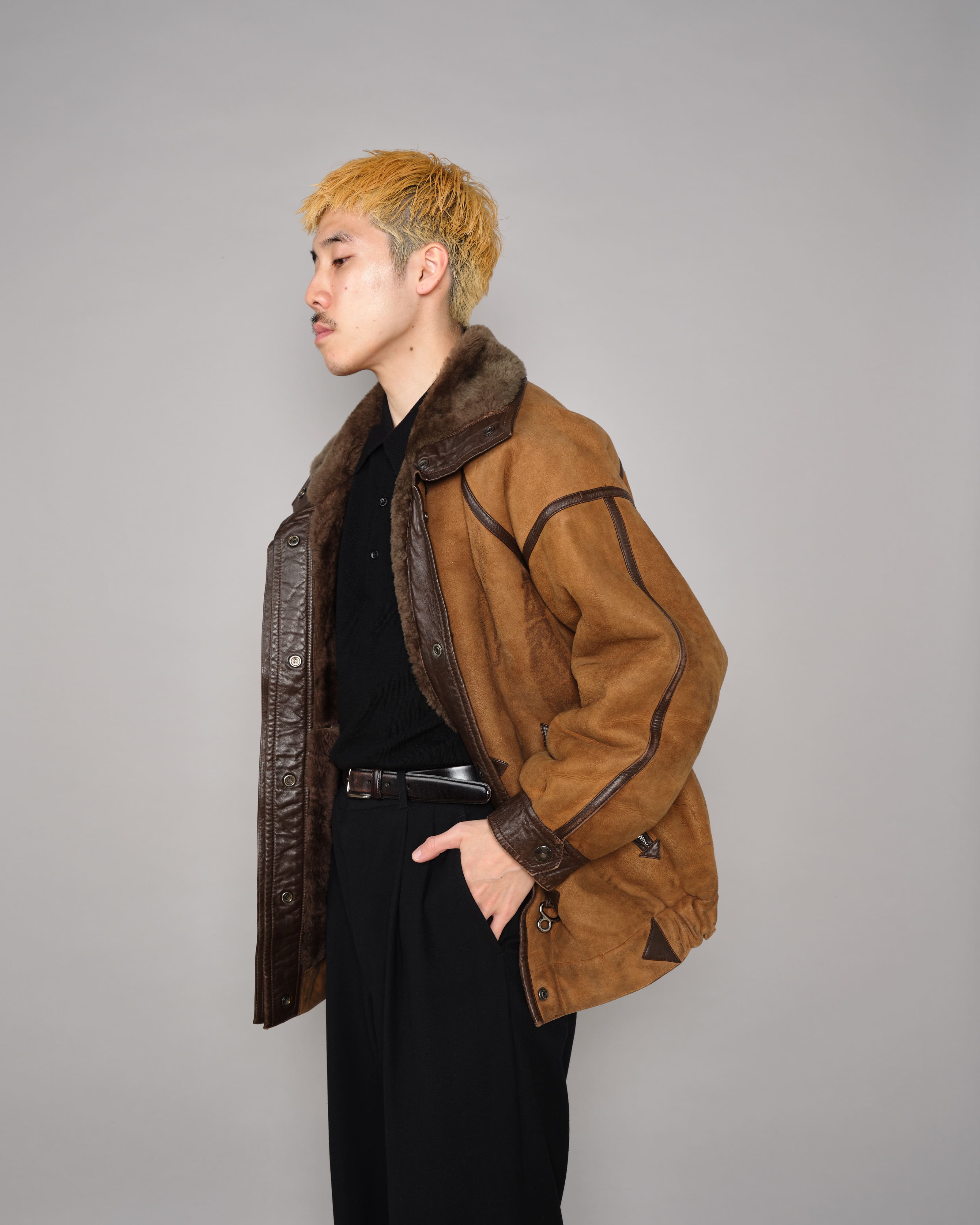 【~90's】Old Yves Saint Laurent Shearling Jacket "Fourrures"