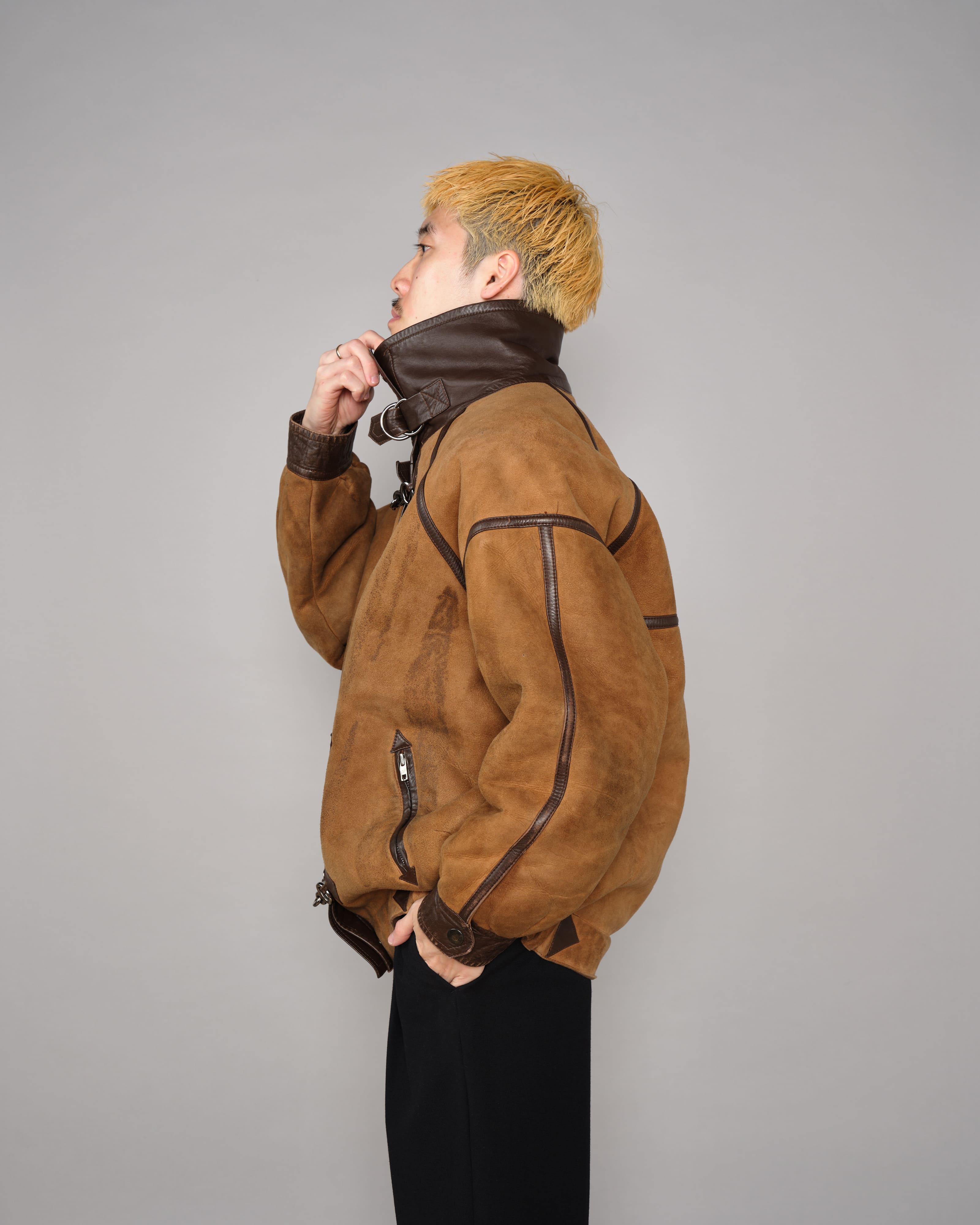 【~90's】Old Yves Saint Laurent Shearling Jacket "Fourrures"