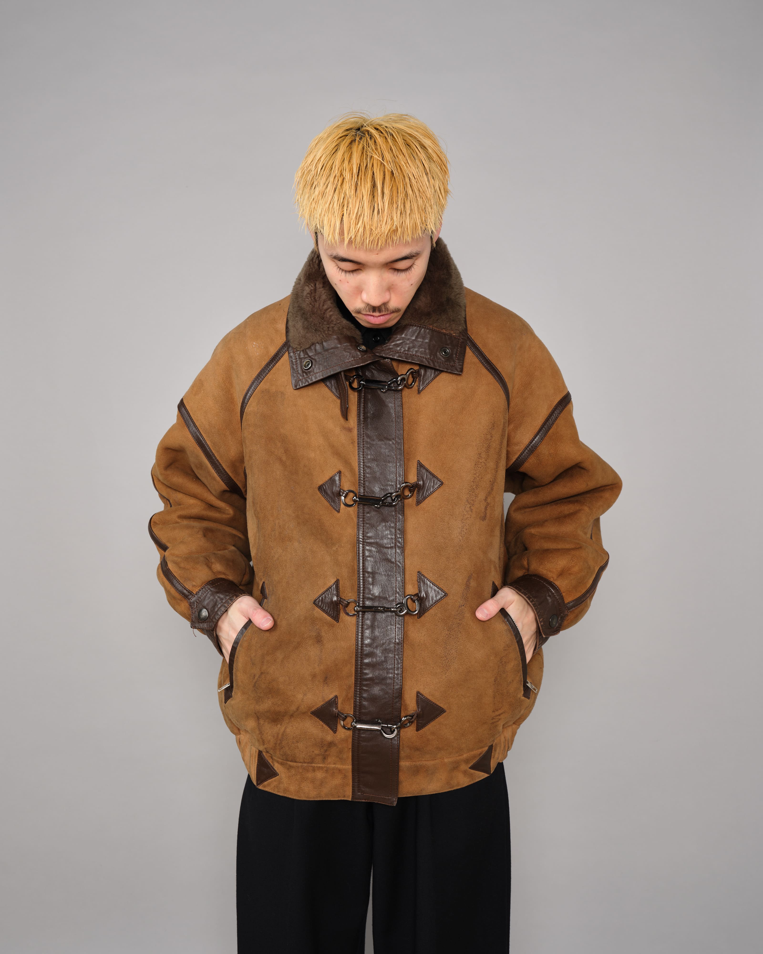 【~90's】Old Yves Saint Laurent Shearling Jacket "Fourrures"