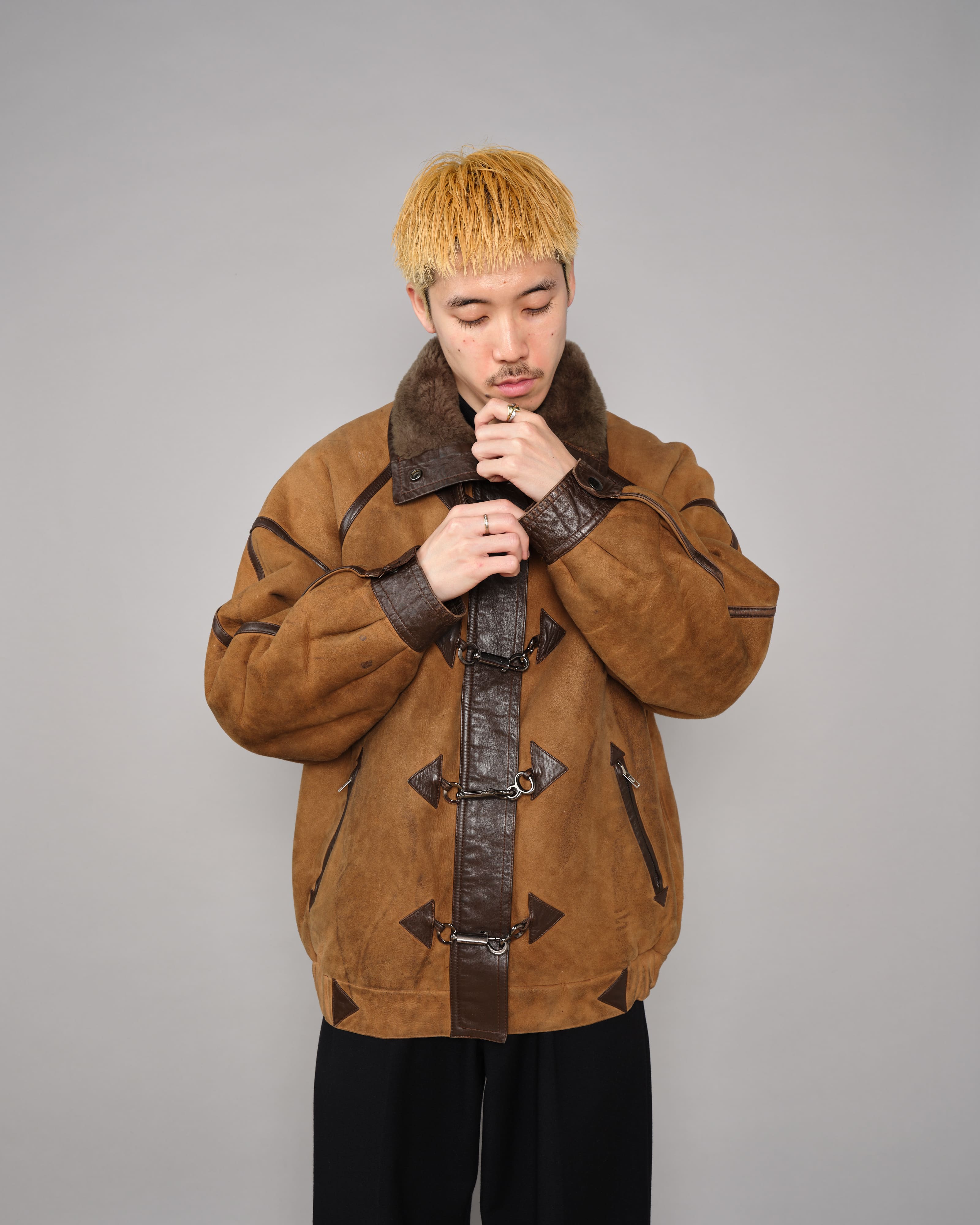 【~90's】Old Yves Saint Laurent Shearling Jacket "Fourrures"