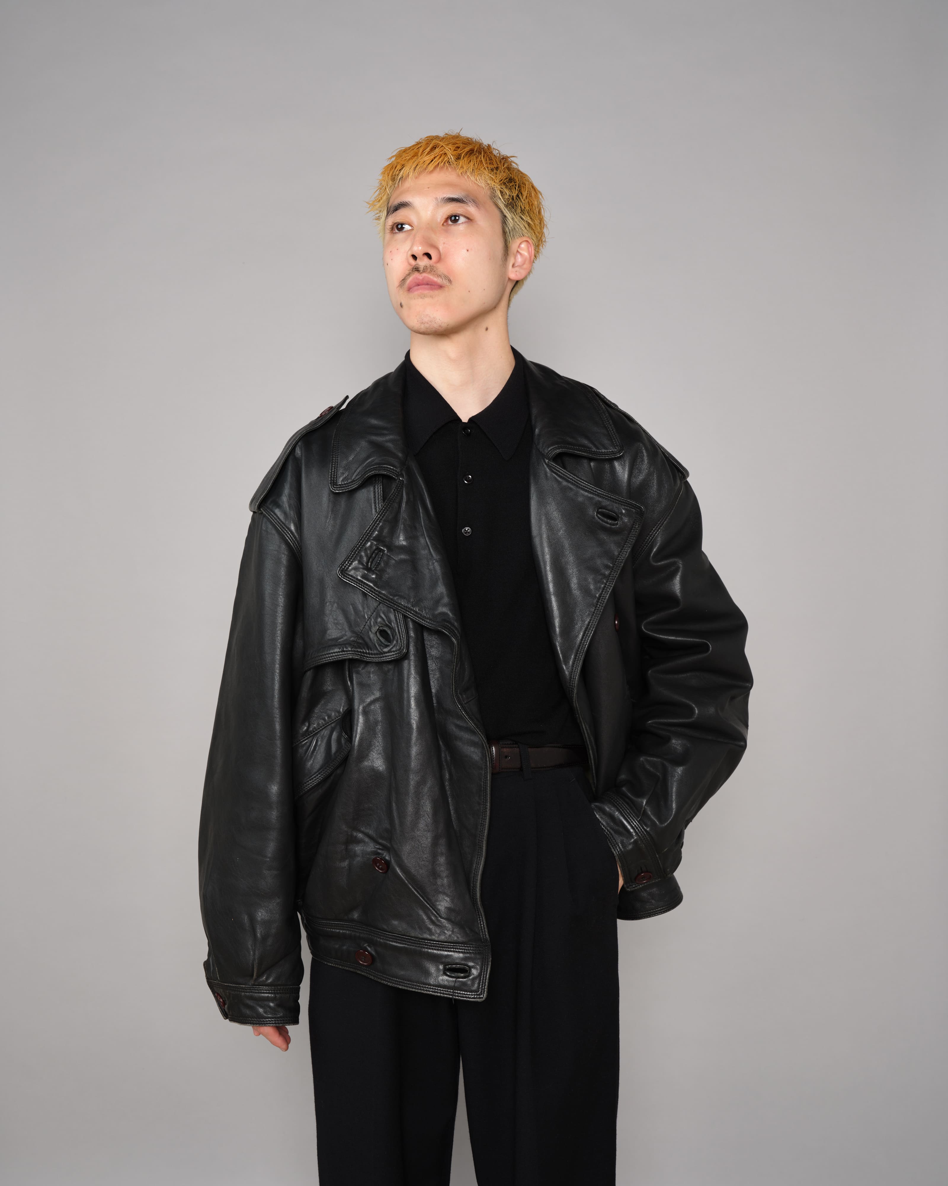 【~70’s】Old GUCCI Black Leather Blouson Size.50