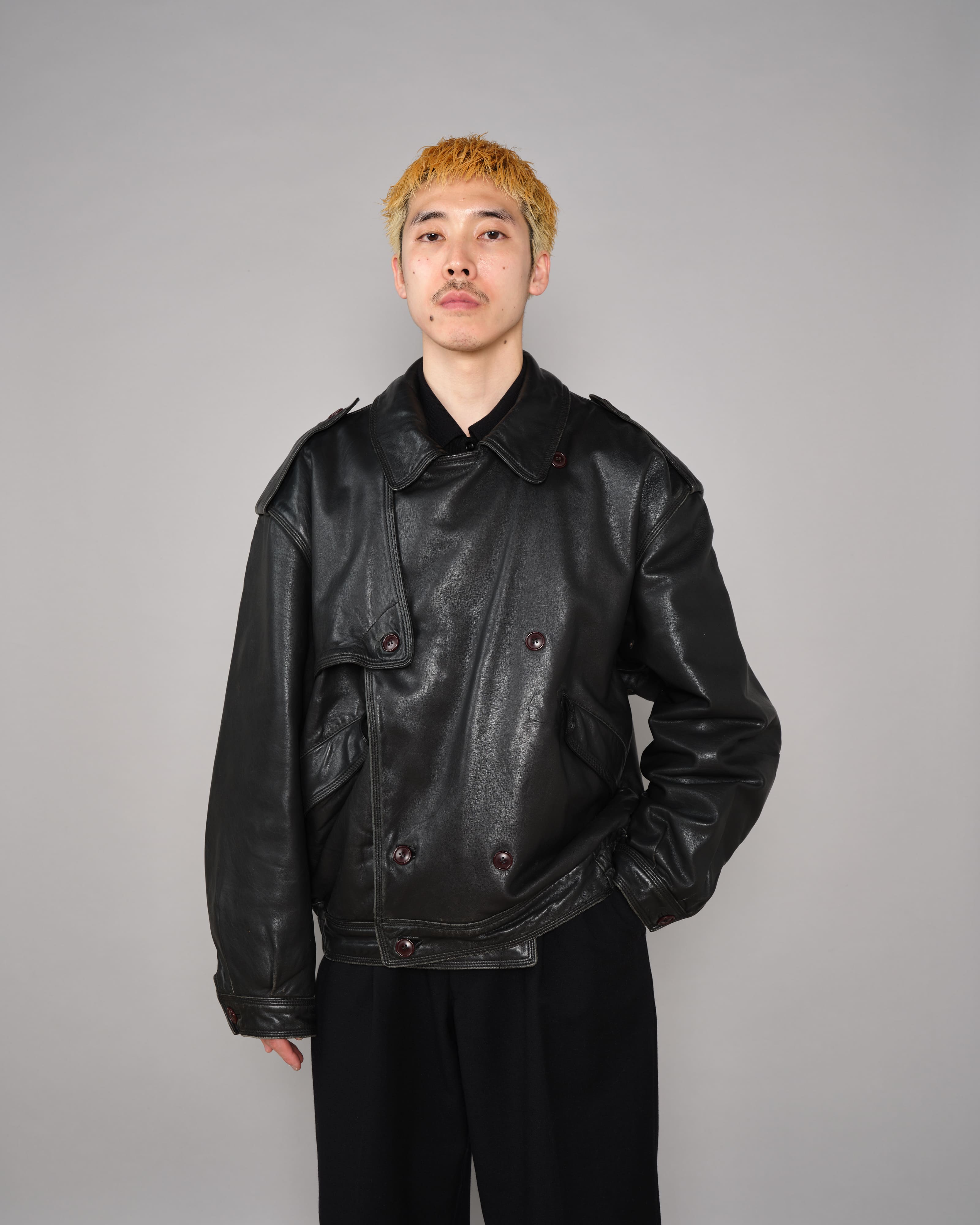 【~70’s】Old GUCCI Black Leather Blouson Size.50