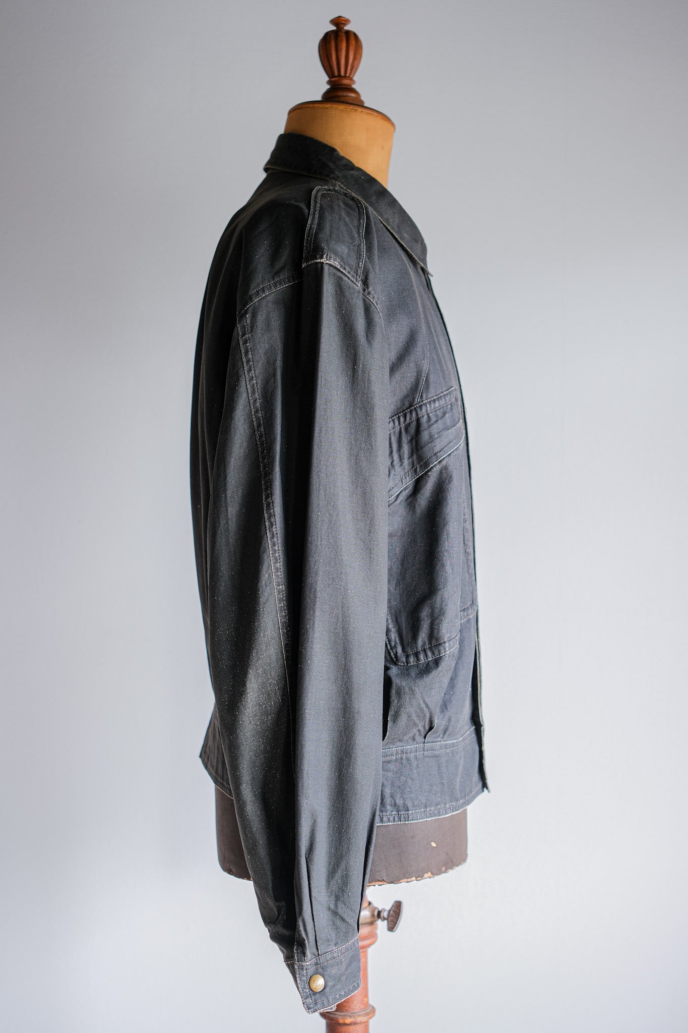 【~80's】Old EMPORIO ARMANI Black Cotton Linen Jacket