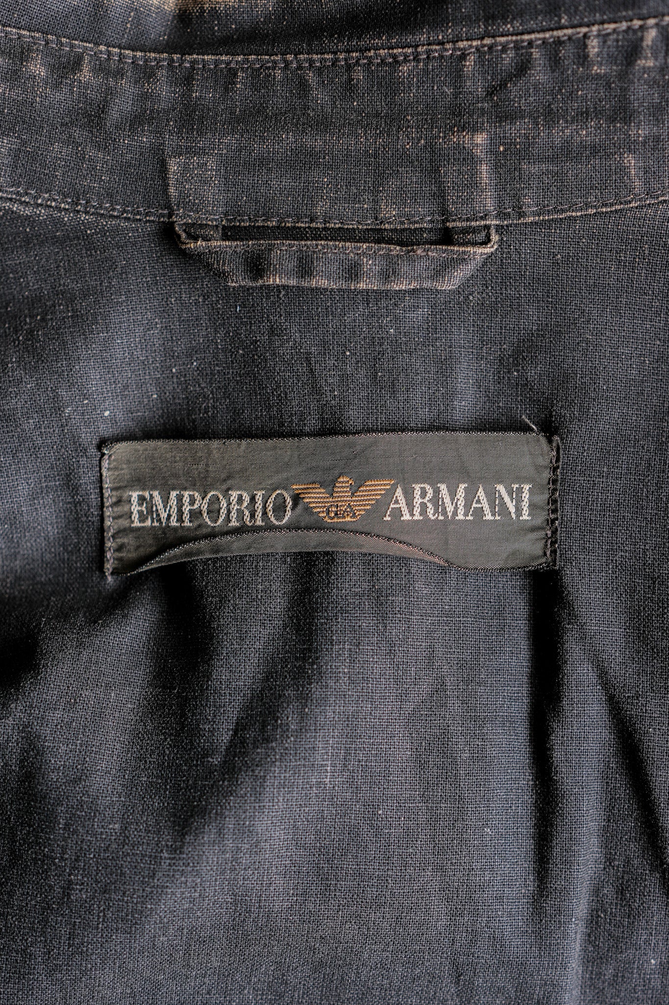 【~80's】Old EMPORIO ARMANI Black Cotton Linen Jacket